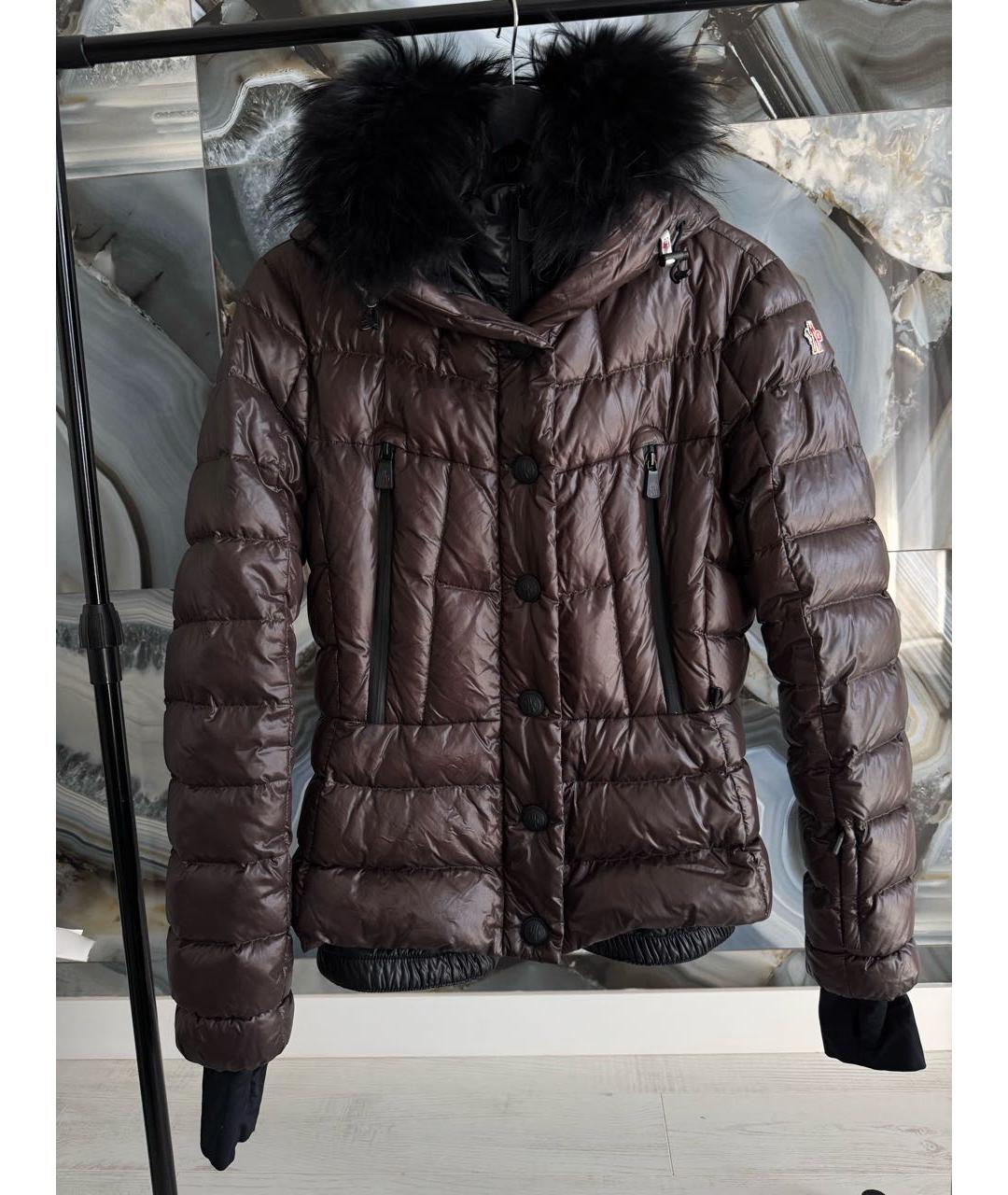 MONCLER GRENOBLE Коричневый полиамидовый пуховик, фото 2