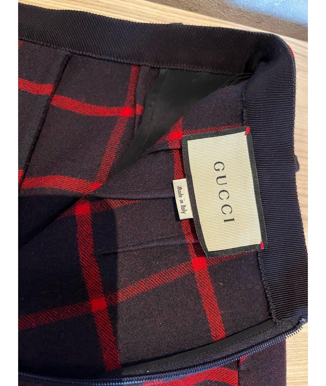 GUCCI Темно-синяя шерстяная юбка миди, фото 3