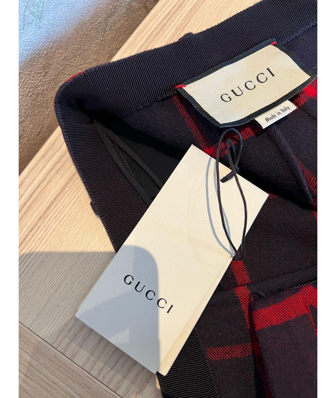 GUCCI Темно-синяя шерстяная юбка миди, фото 5