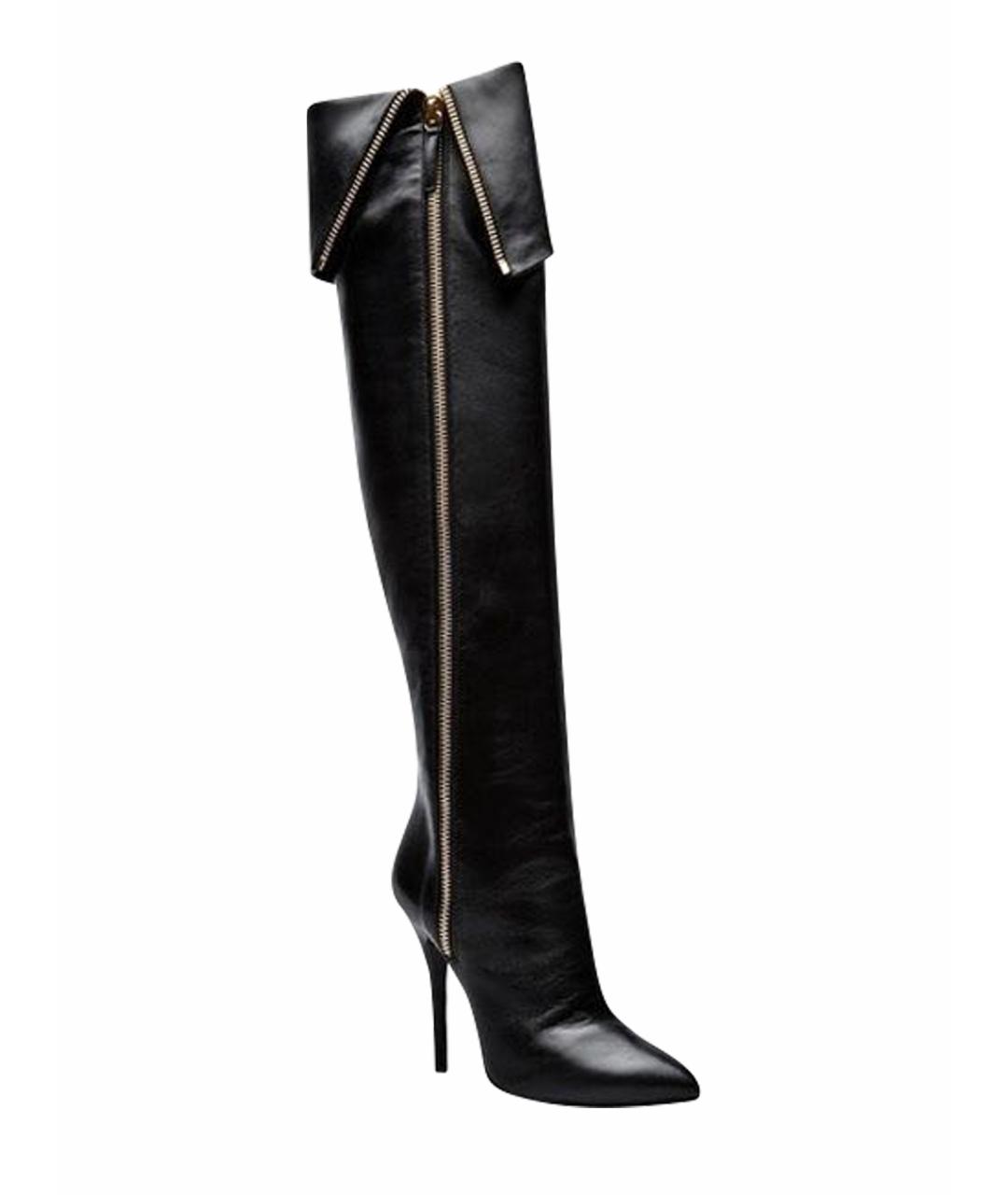 GIUSEPPE ZANOTTI DESIGN Черные кожаные ботфорты, фото 1