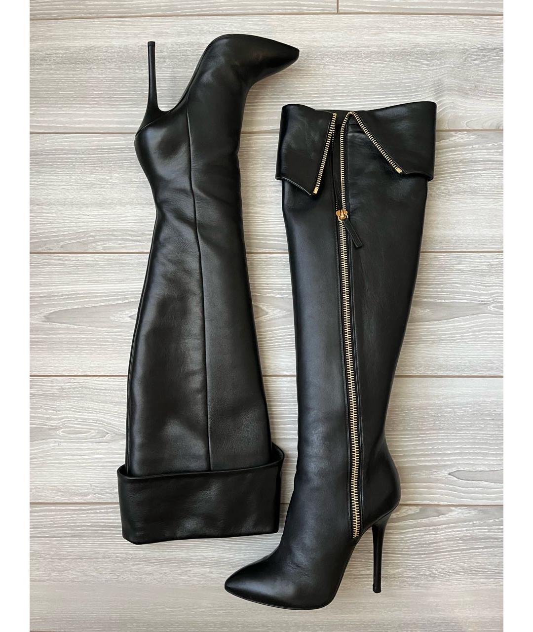 GIUSEPPE ZANOTTI DESIGN Черные кожаные ботфорты, фото 4