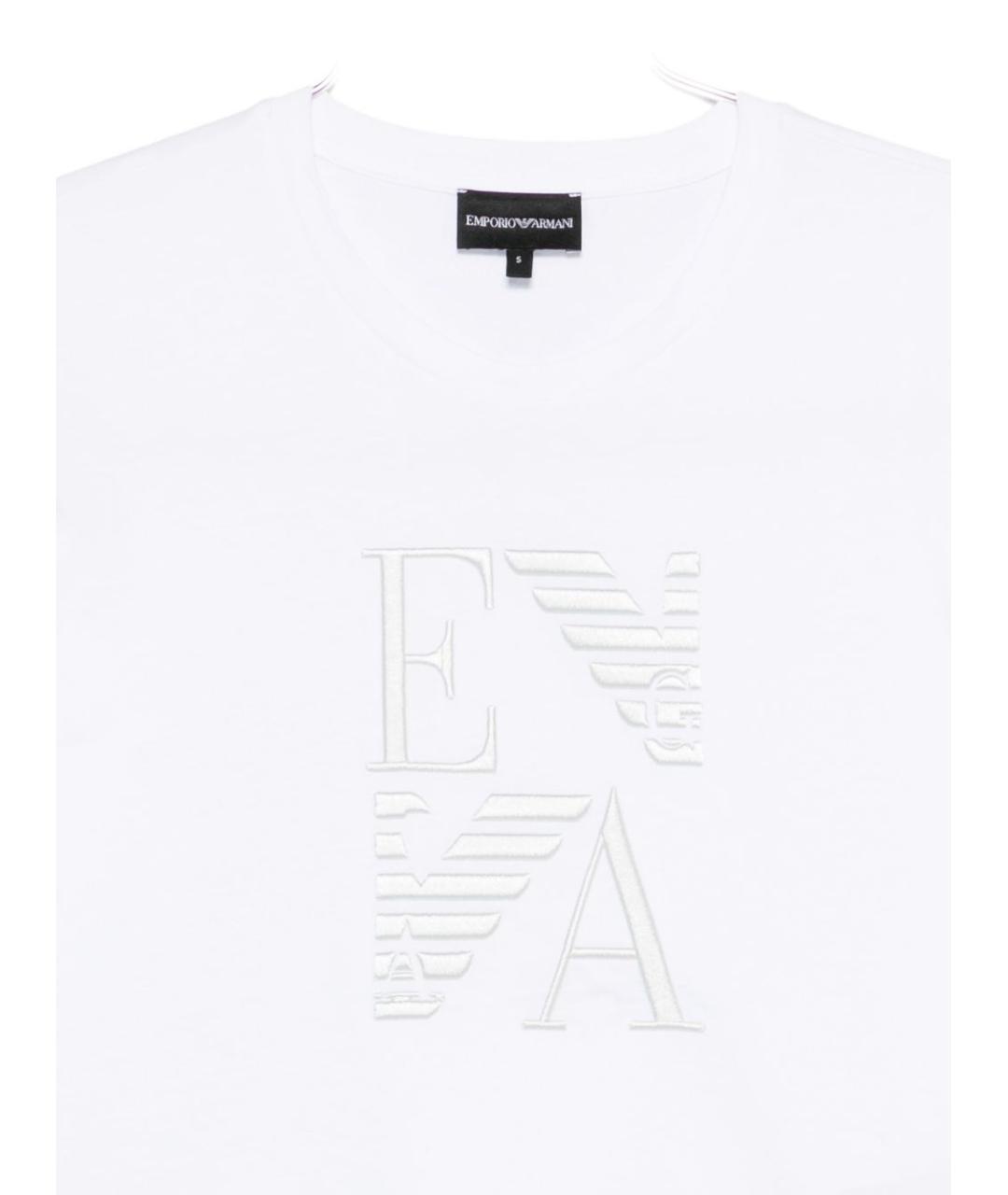 EMPORIO ARMANI Белая хлопковая футболка, фото 2