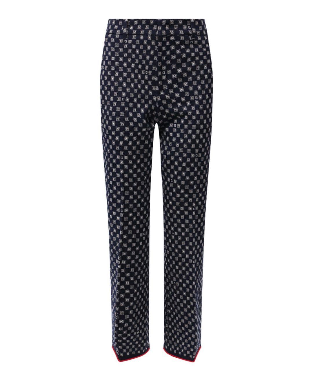 GUCCI Синие хлопковые прямые брюки, фото 1