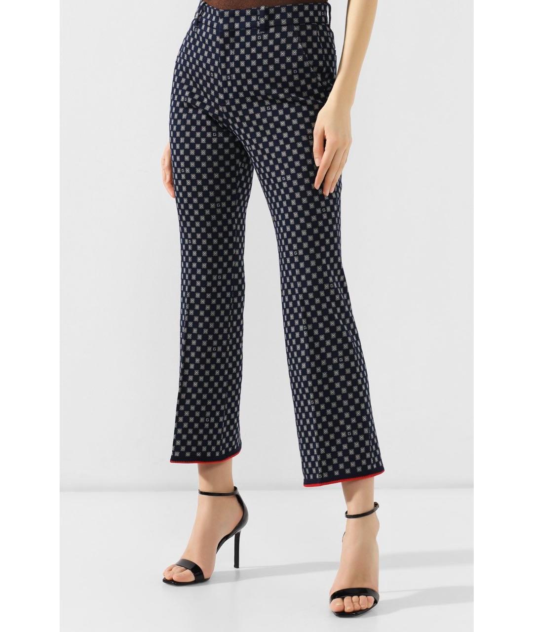 GUCCI Синие хлопковые прямые брюки, фото 2