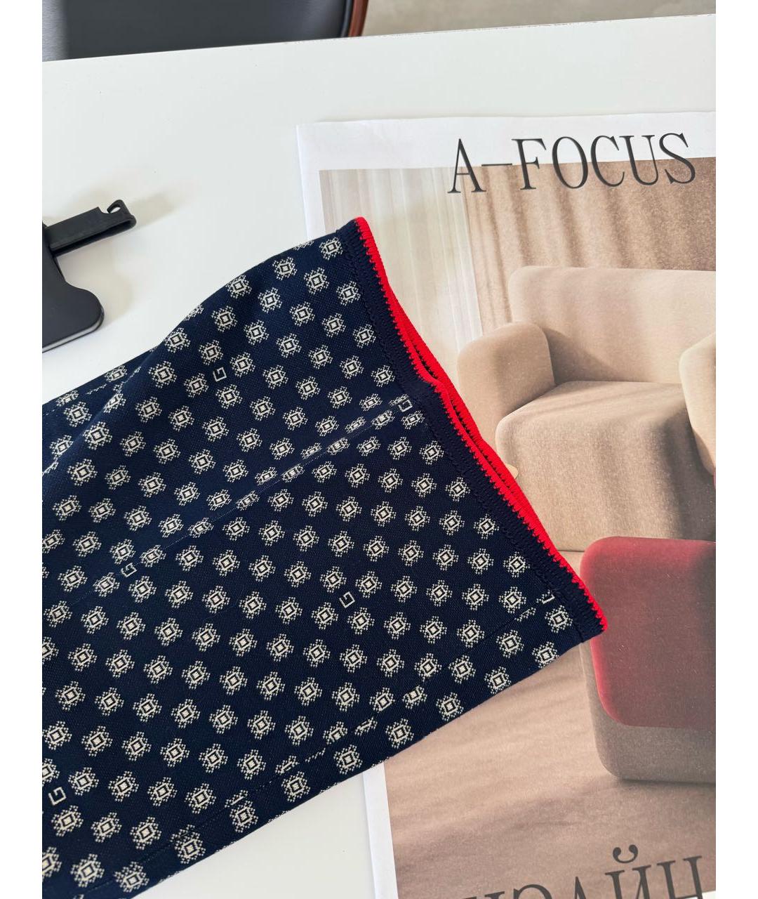 GUCCI Синие хлопковые прямые брюки, фото 3