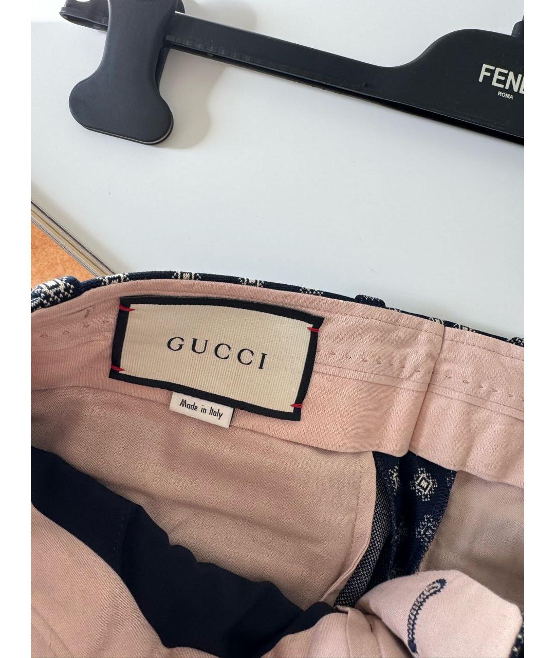 GUCCI Синие хлопковые прямые брюки, фото 7