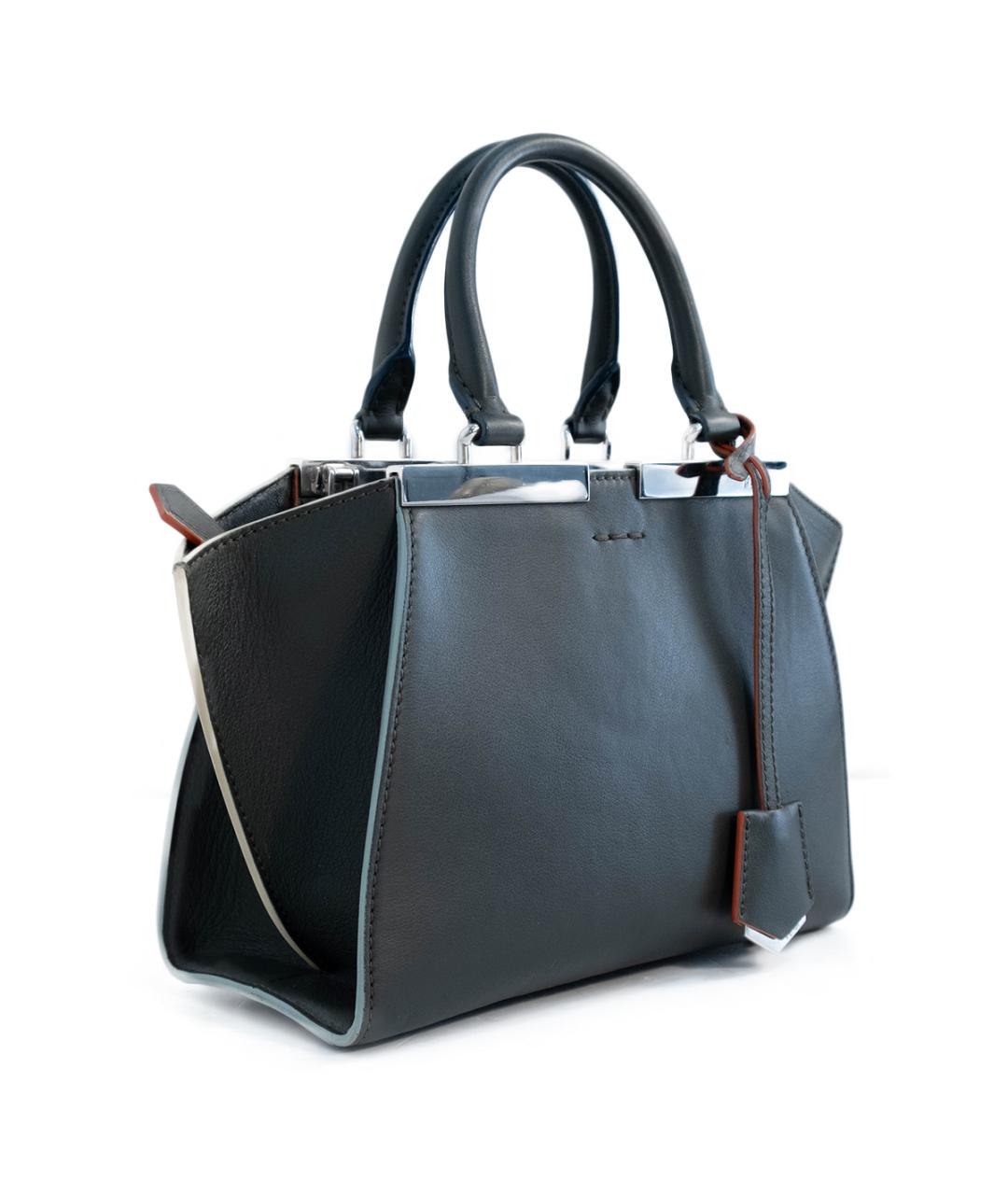 FENDI Серая кожаная сумка тоут, фото 2