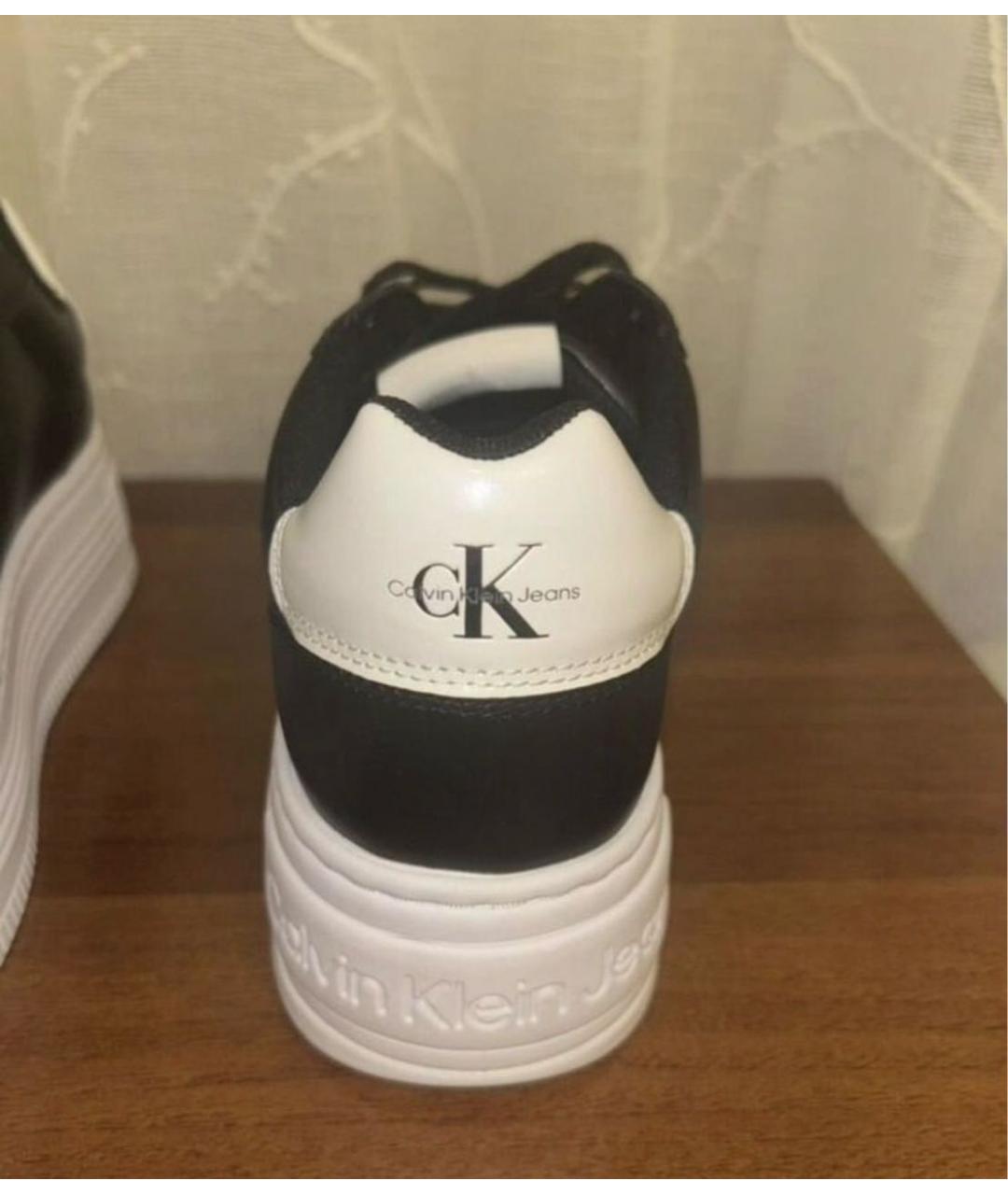CALVIN KLEIN Черные кроссовки из искусственной кожи, фото 4