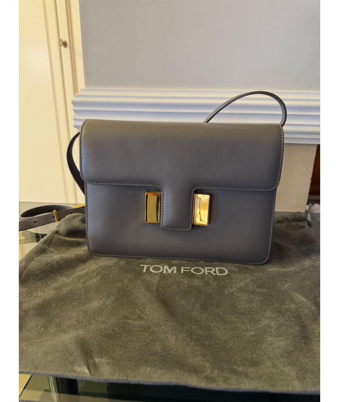 TOM FORD Серая кожаная сумка через плечо, фото 5