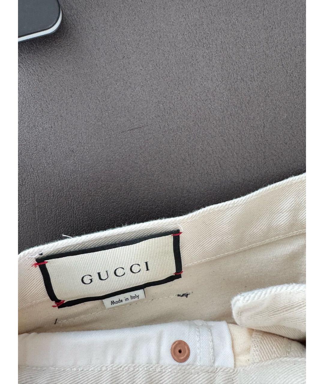 GUCCI Белые хлопковые прямые джинсы, фото 4