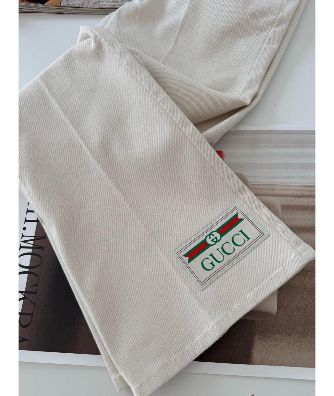 GUCCI Белые хлопковые прямые джинсы, фото 3