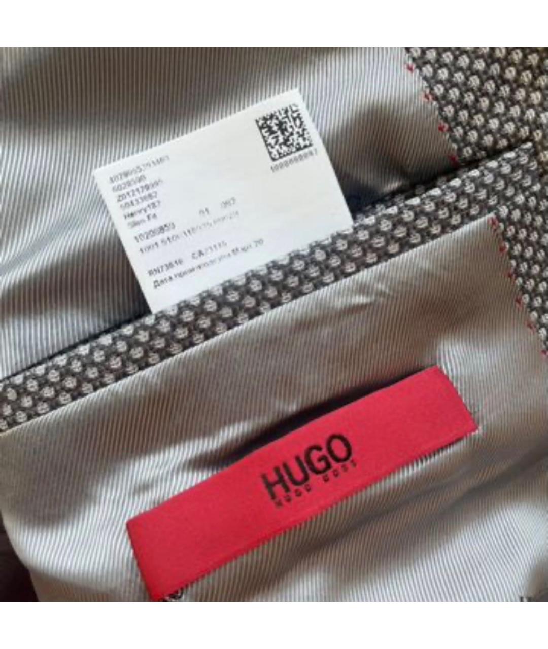 HUGO BOSS Серый шерстяной пиджак, фото 4