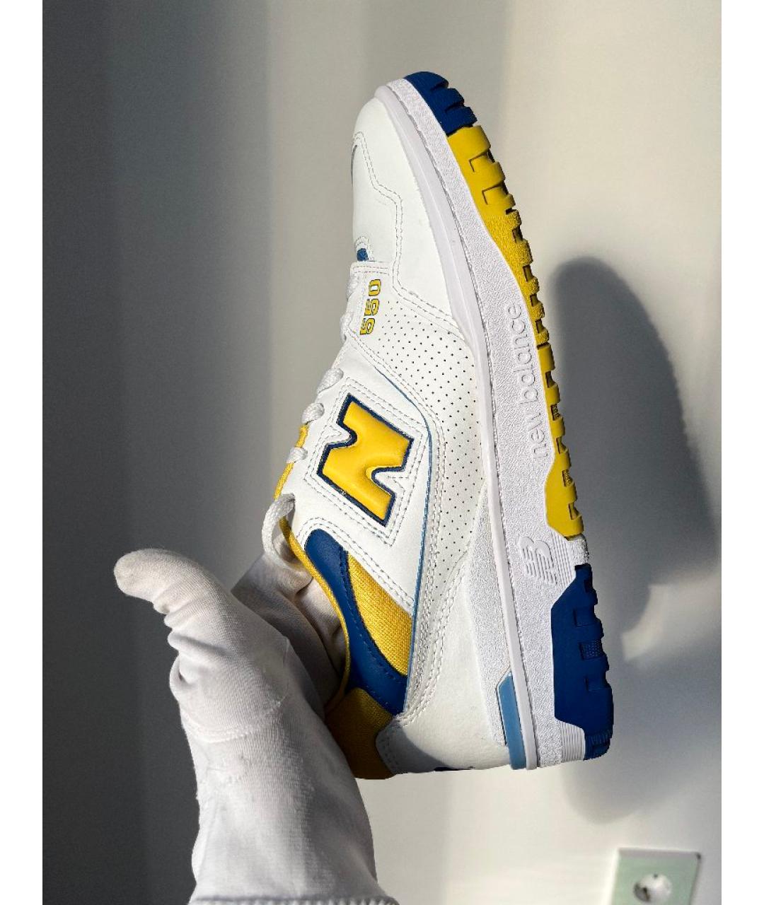NEW BALANCE Белые кожаные низкие кроссовки / кеды, фото 3