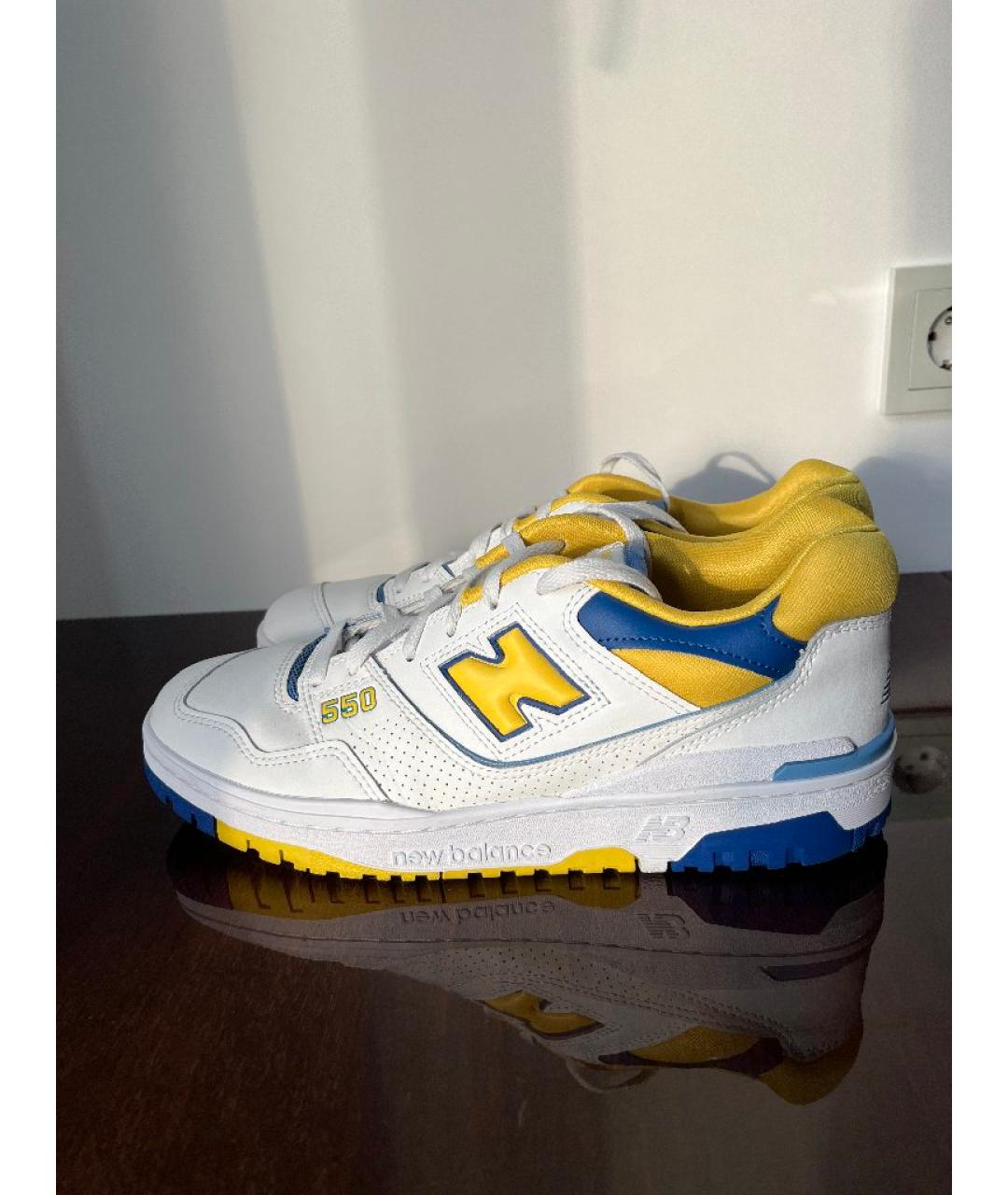 NEW BALANCE Белые кожаные низкие кроссовки / кеды, фото 4