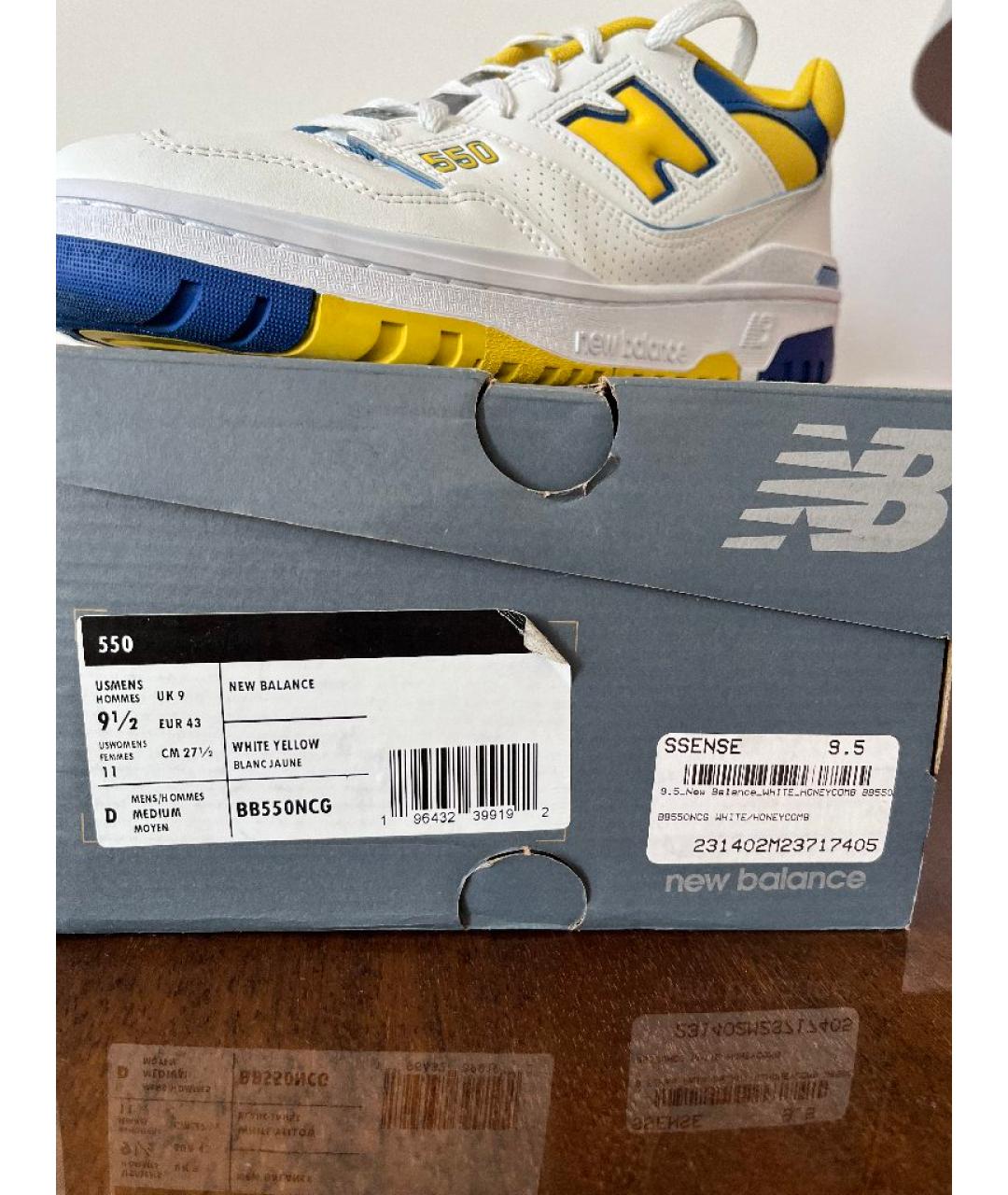 NEW BALANCE Белые кожаные низкие кроссовки / кеды, фото 7