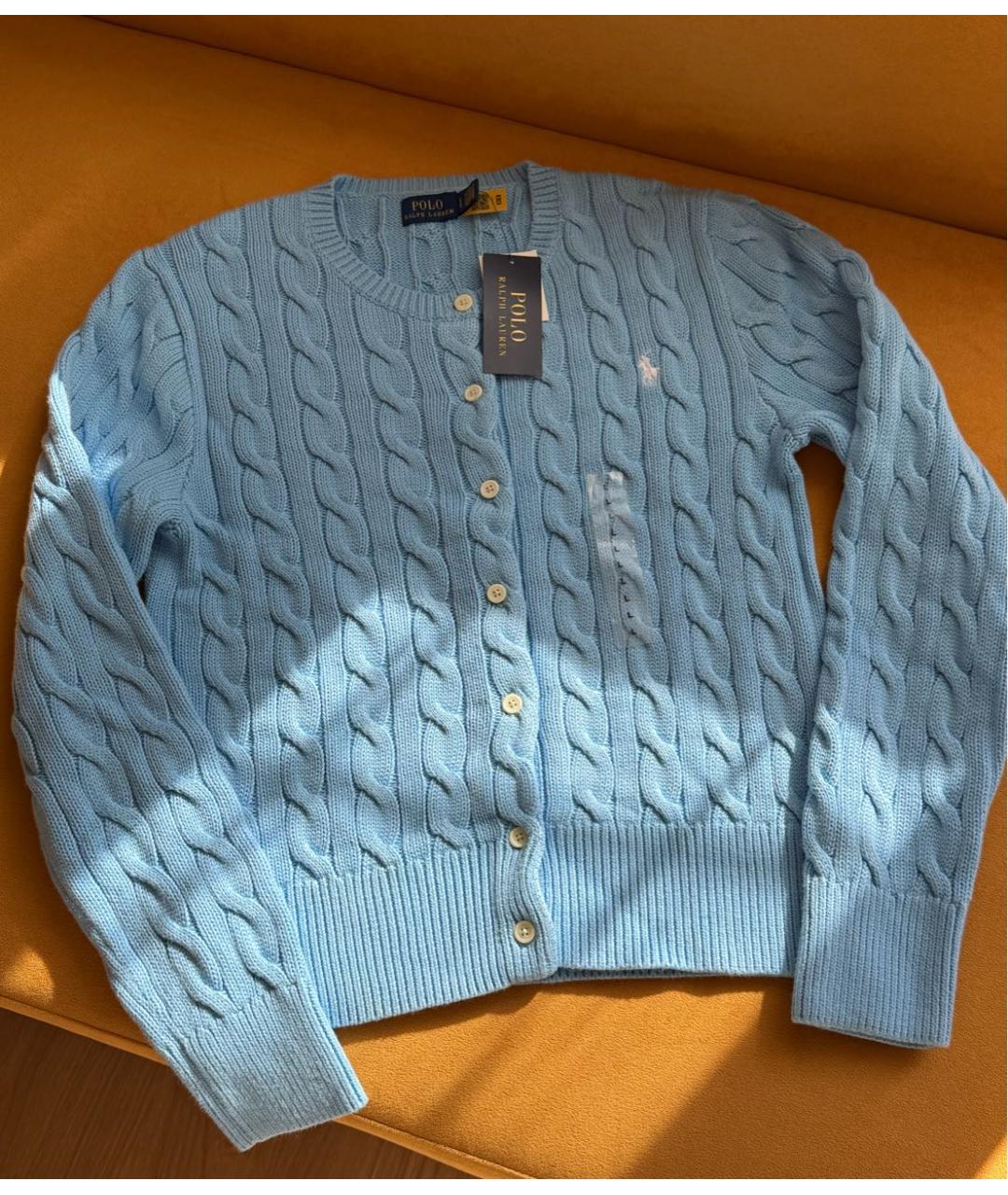 POLO RALPH LAUREN Голубой хлопковый кардиган, фото 9