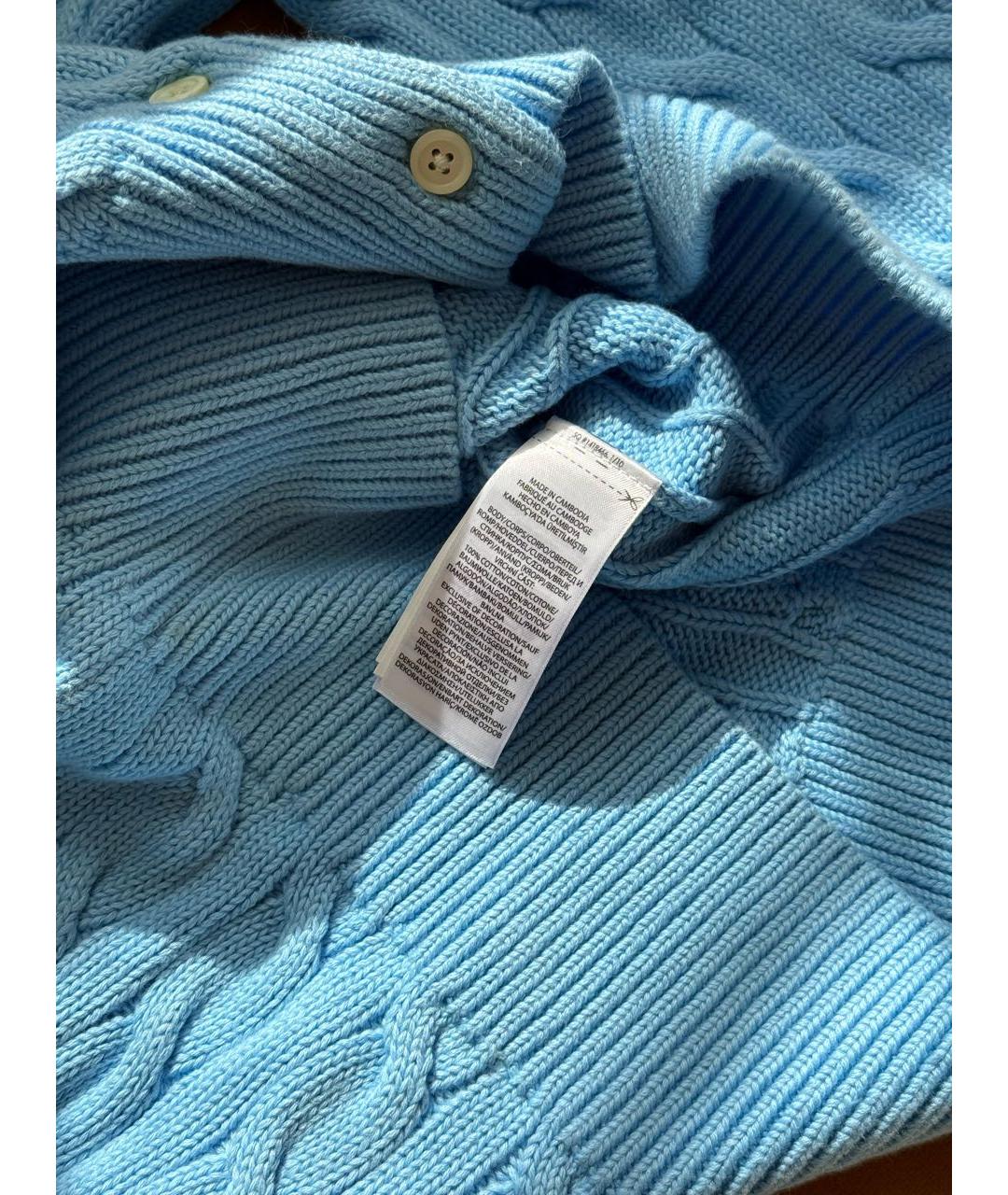 POLO RALPH LAUREN Голубой хлопковый кардиган, фото 4