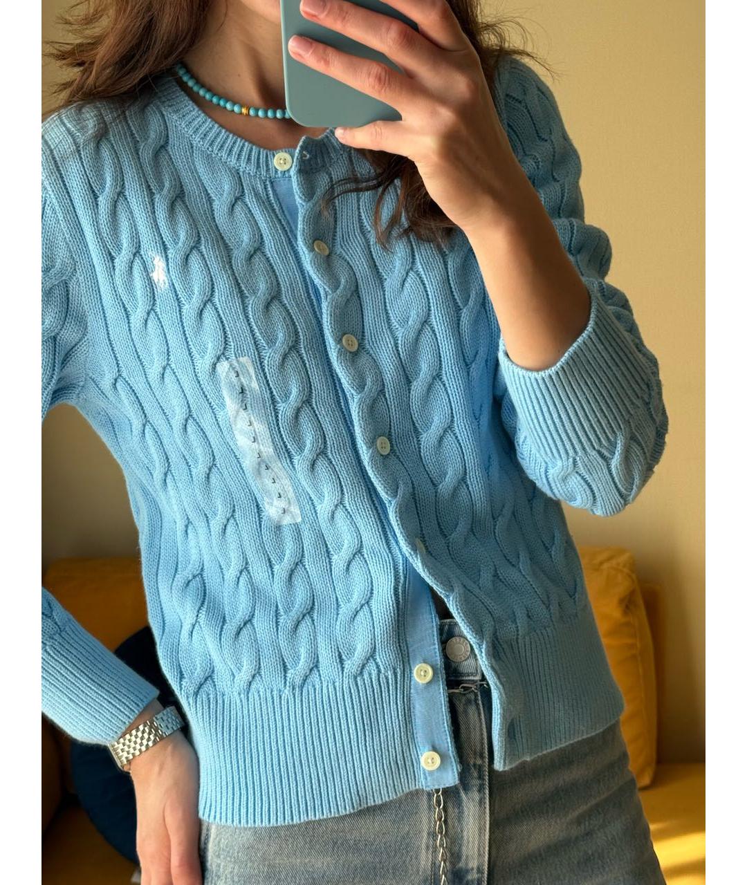 POLO RALPH LAUREN Голубой хлопковый кардиган, фото 7