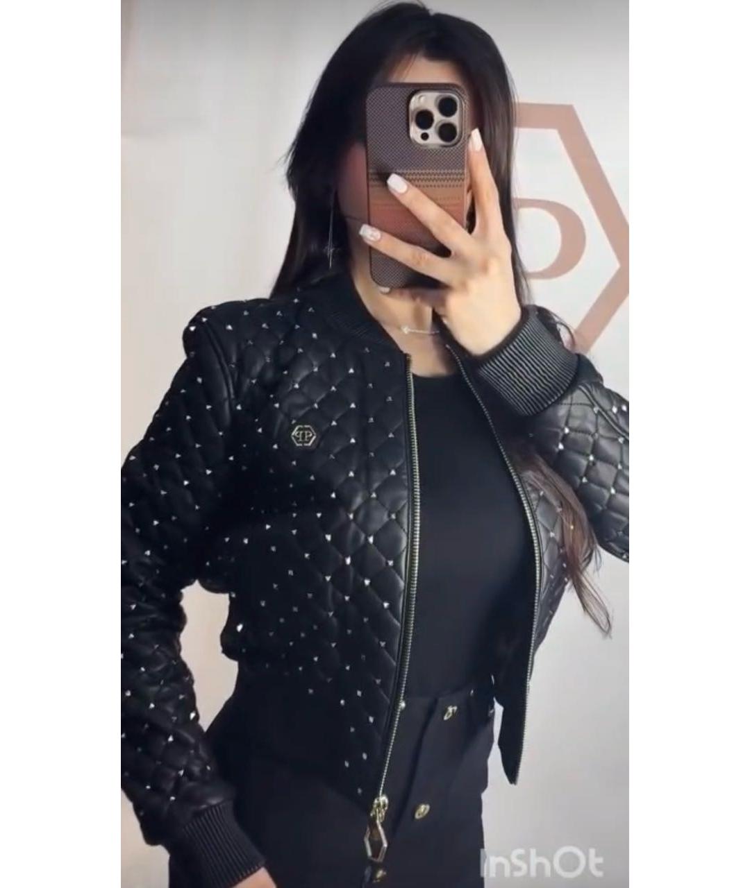 PHILIPP PLEIN Черная кожаная куртка, фото 3