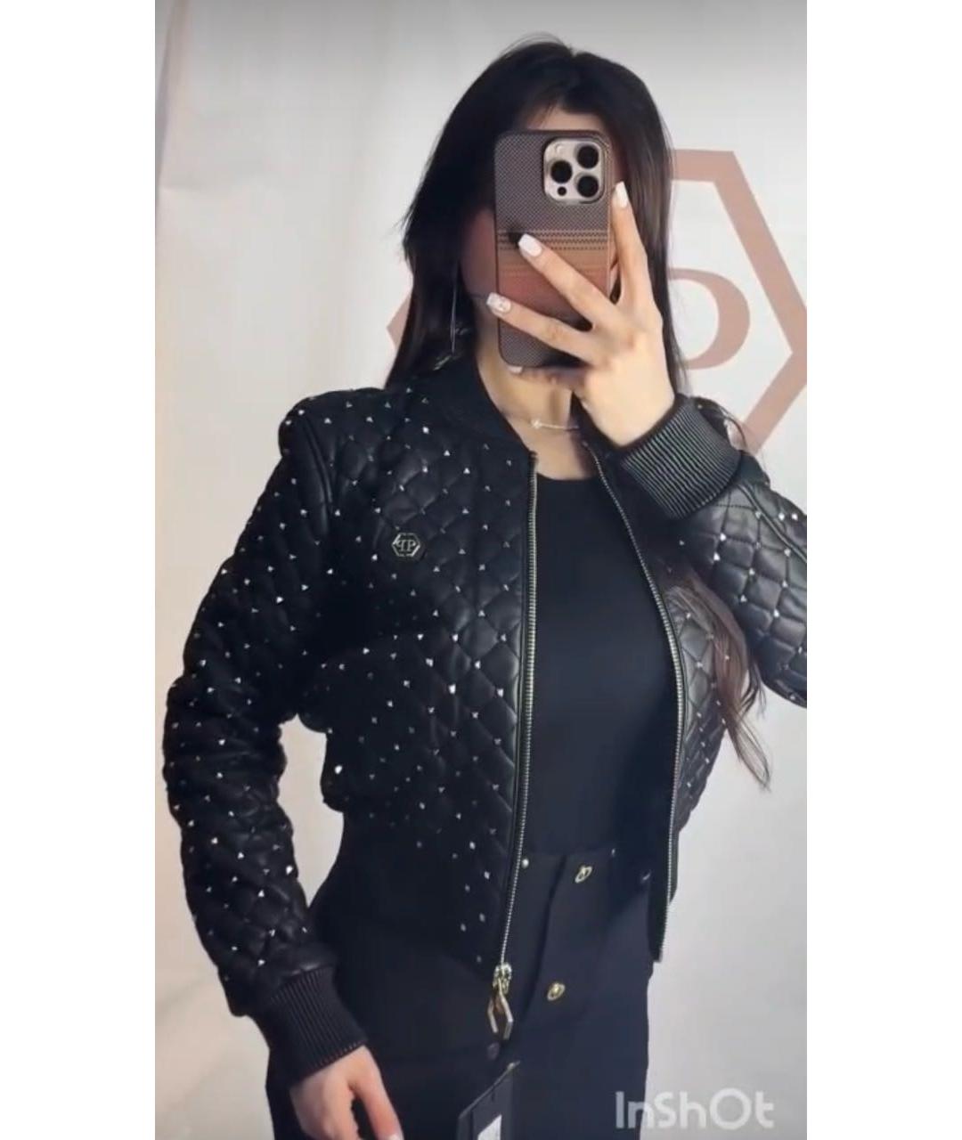 PHILIPP PLEIN Черная кожаная куртка, фото 2