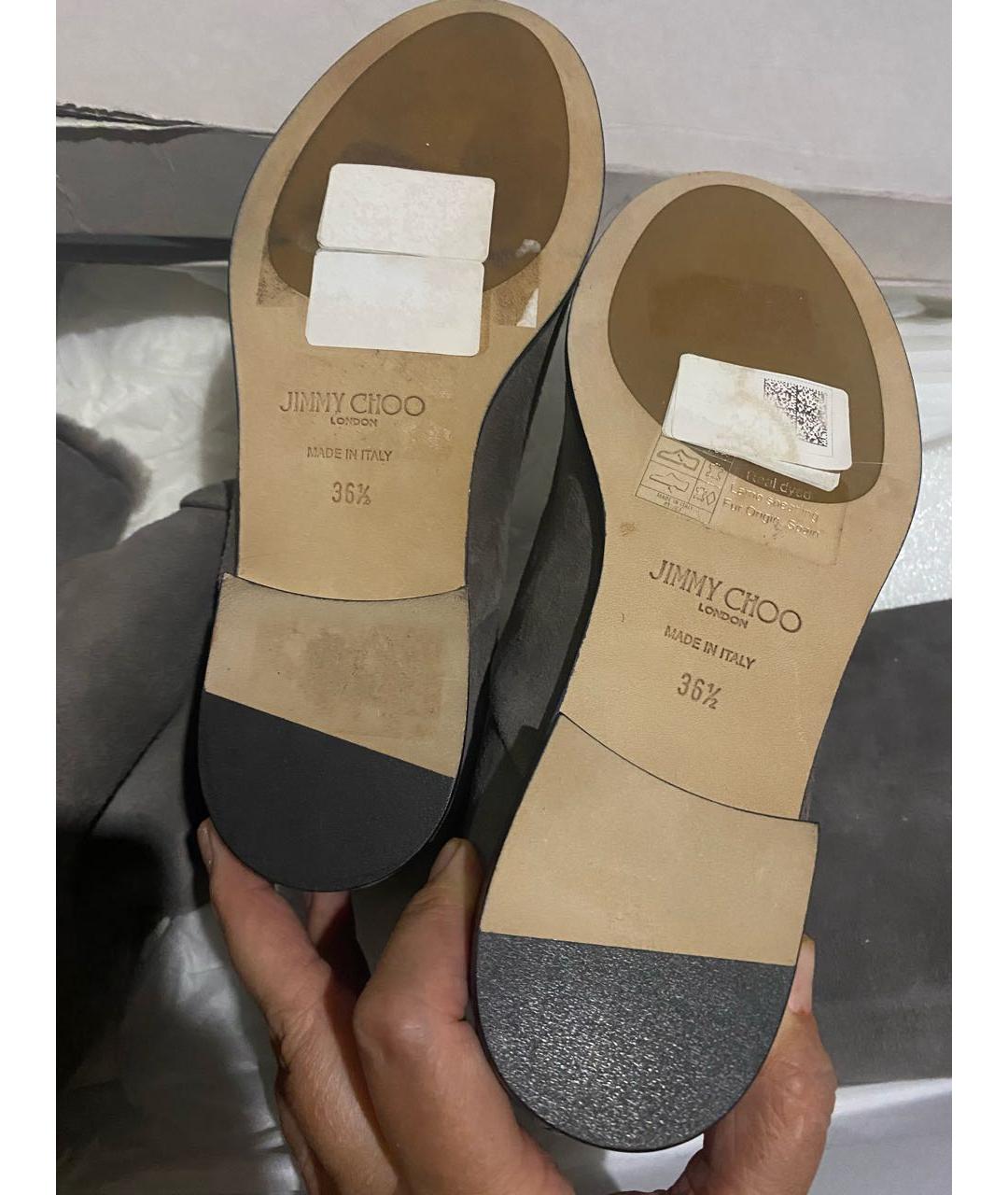 JIMMY CHOO Серые замшевые ботфорты, фото 4