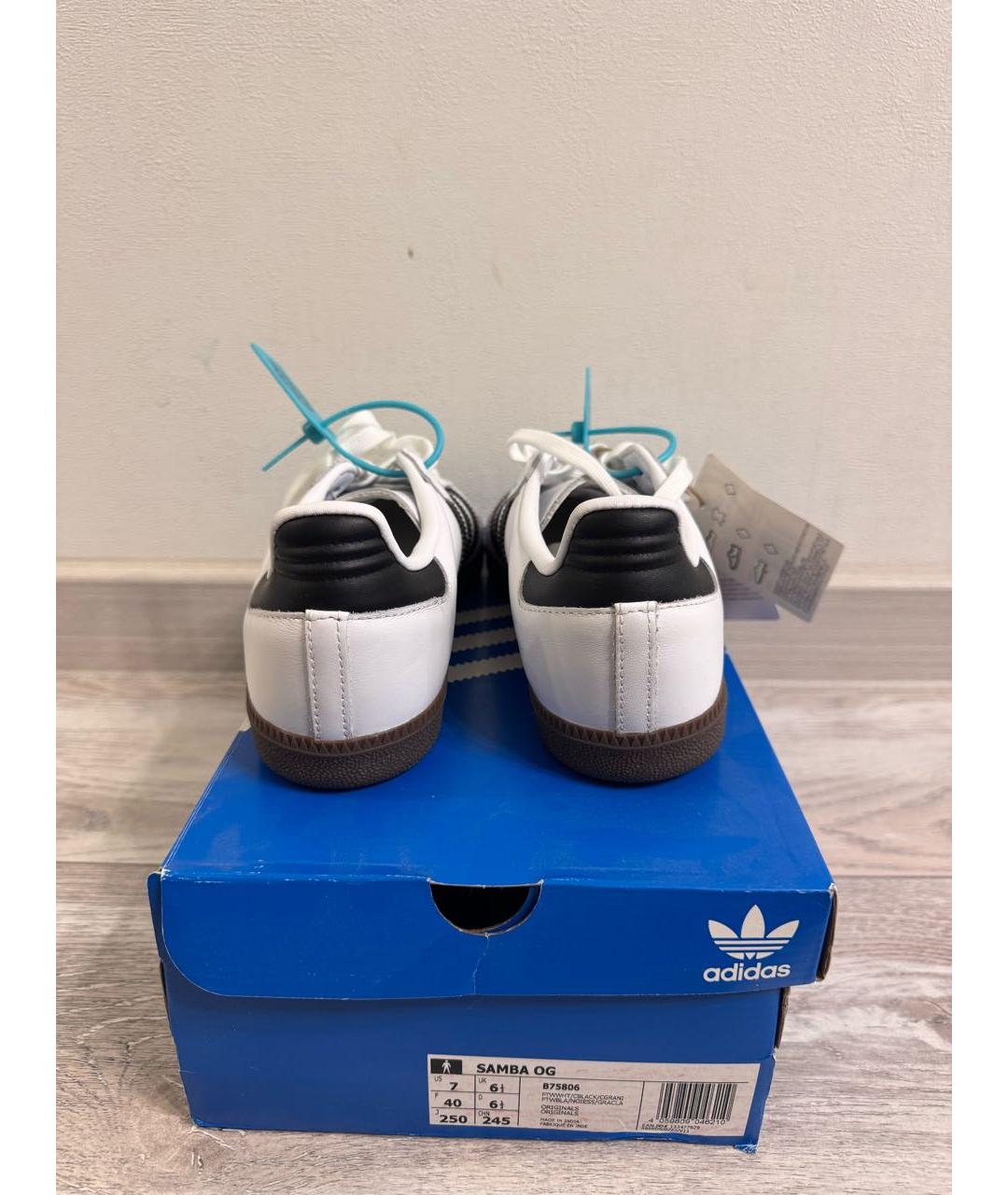 ADIDAS Белые кожаные низкие кроссовки / кеды, фото 4