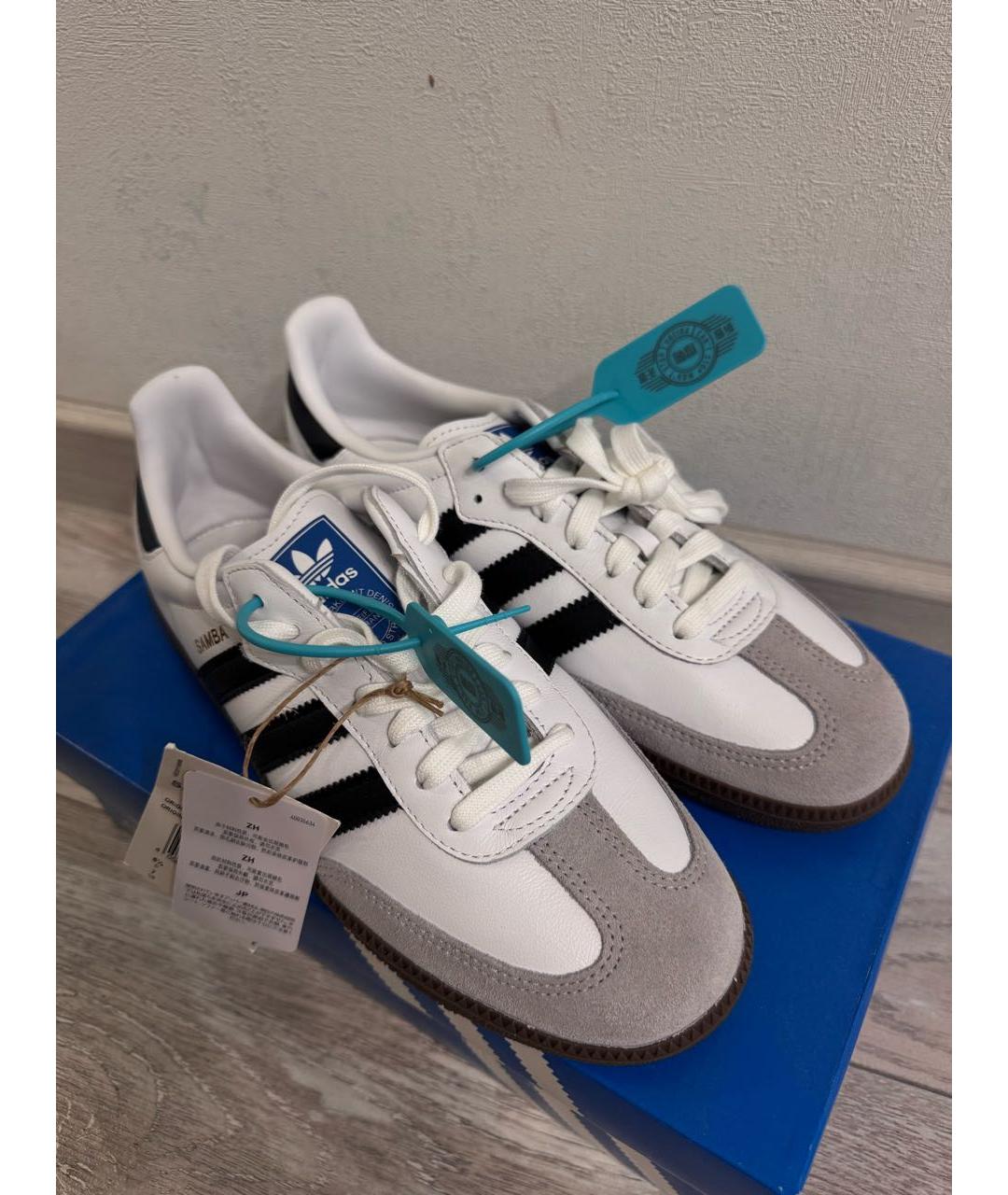 ADIDAS Белые кожаные низкие кроссовки / кеды, фото 5