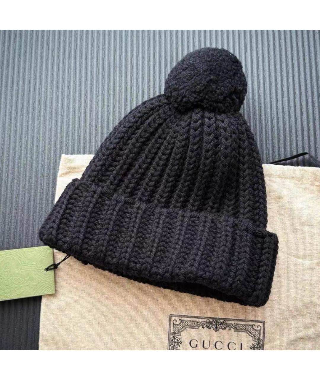 GUCCI Черная хлопковая шапка, фото 3