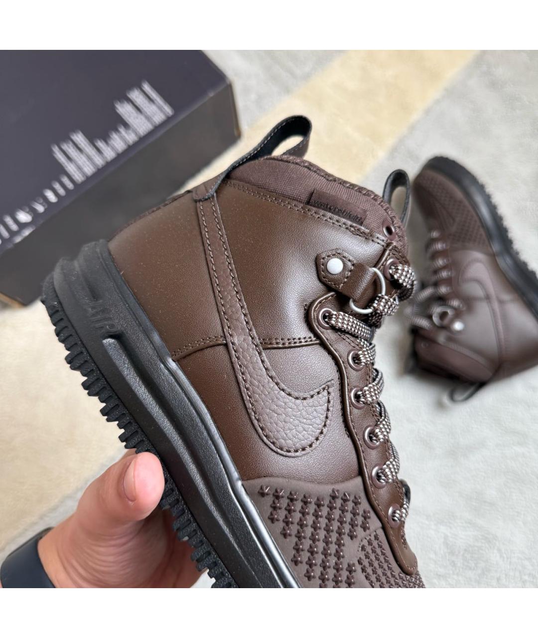 NIKE Коричневые кожаные высокие ботинки, фото 5