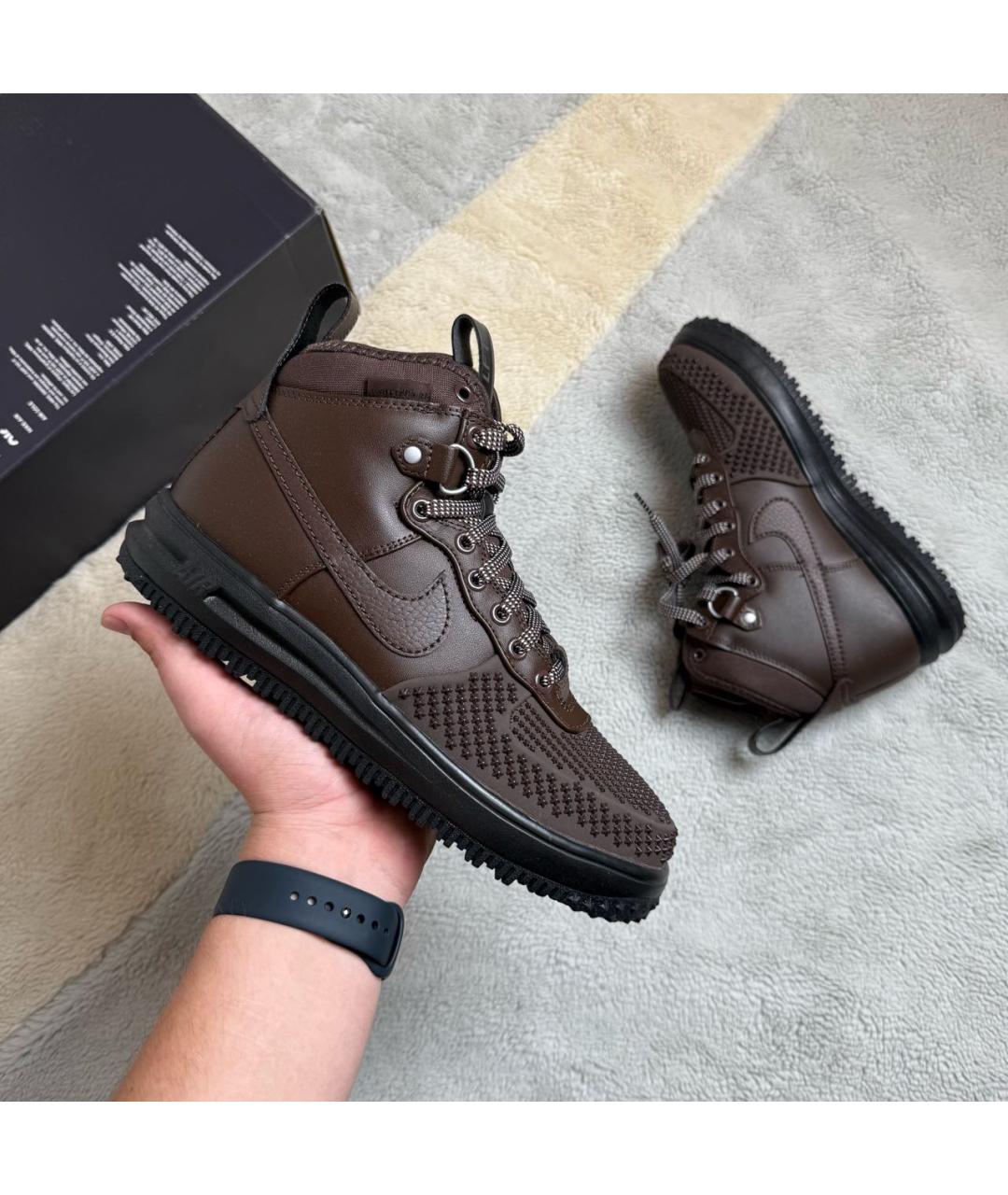 NIKE Коричневые кожаные высокие ботинки, фото 2