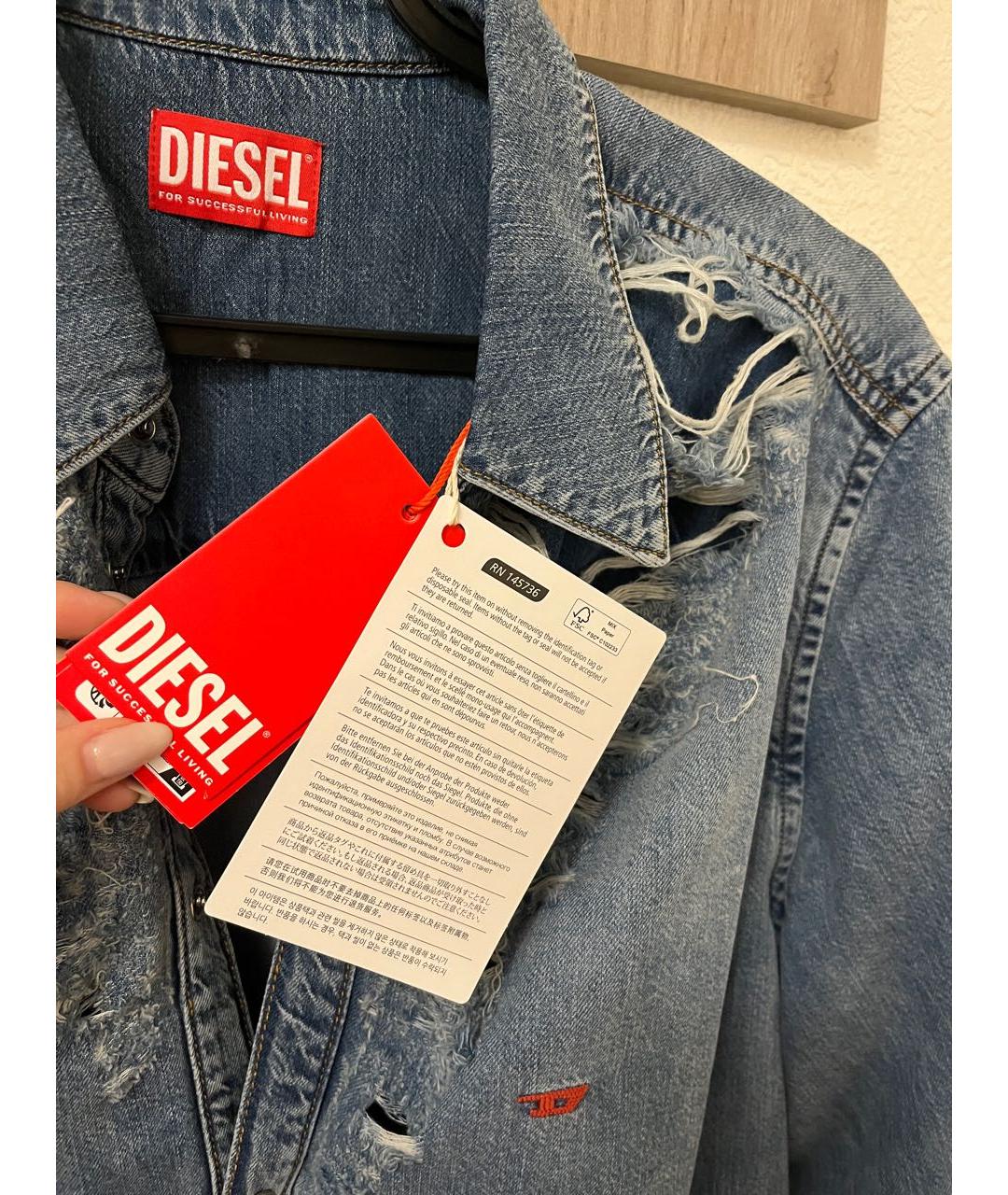 DIESEL Голубое деним повседневное платье, фото 4