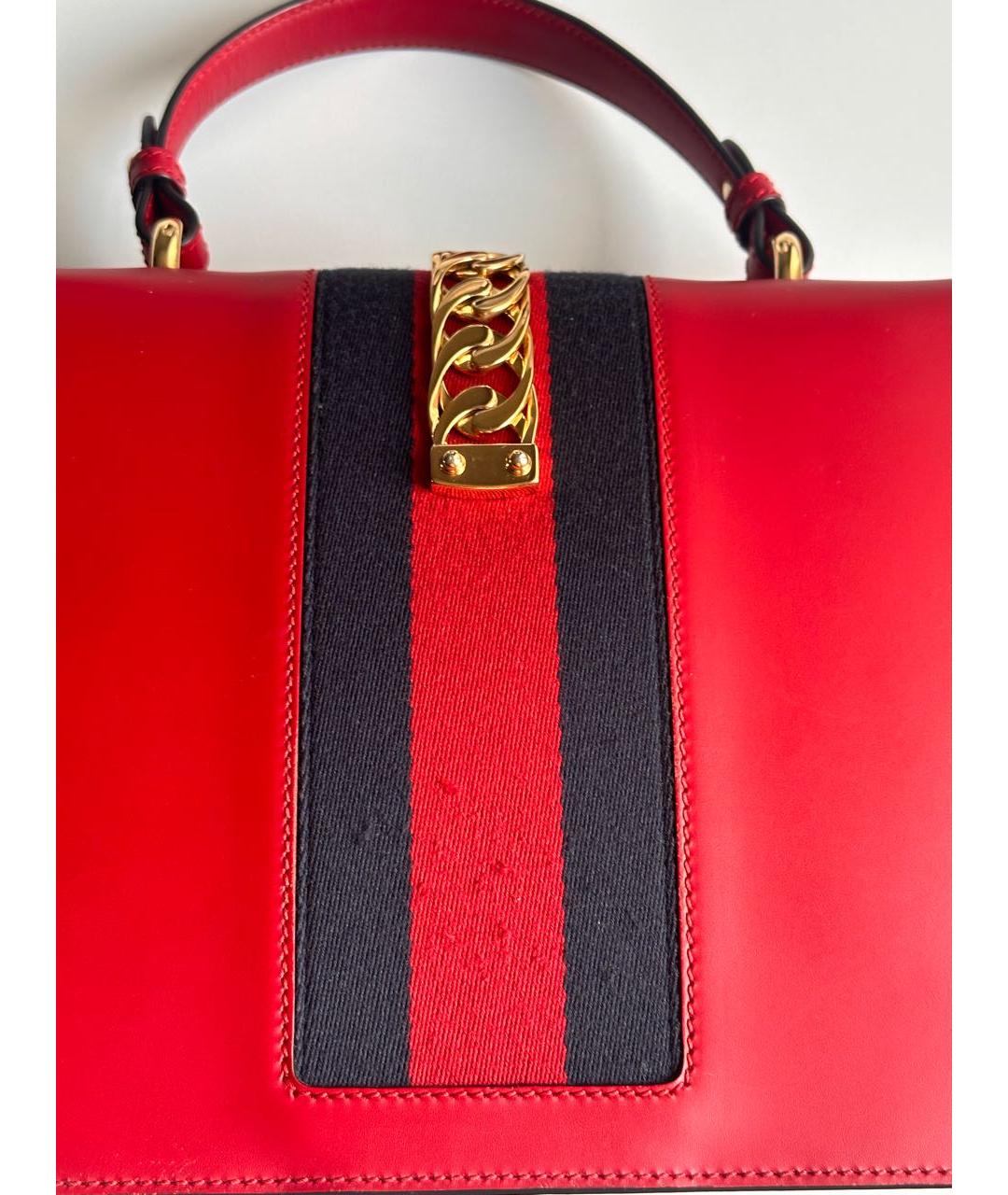 GUCCI Красная кожаная сумка с короткими ручками, фото 8