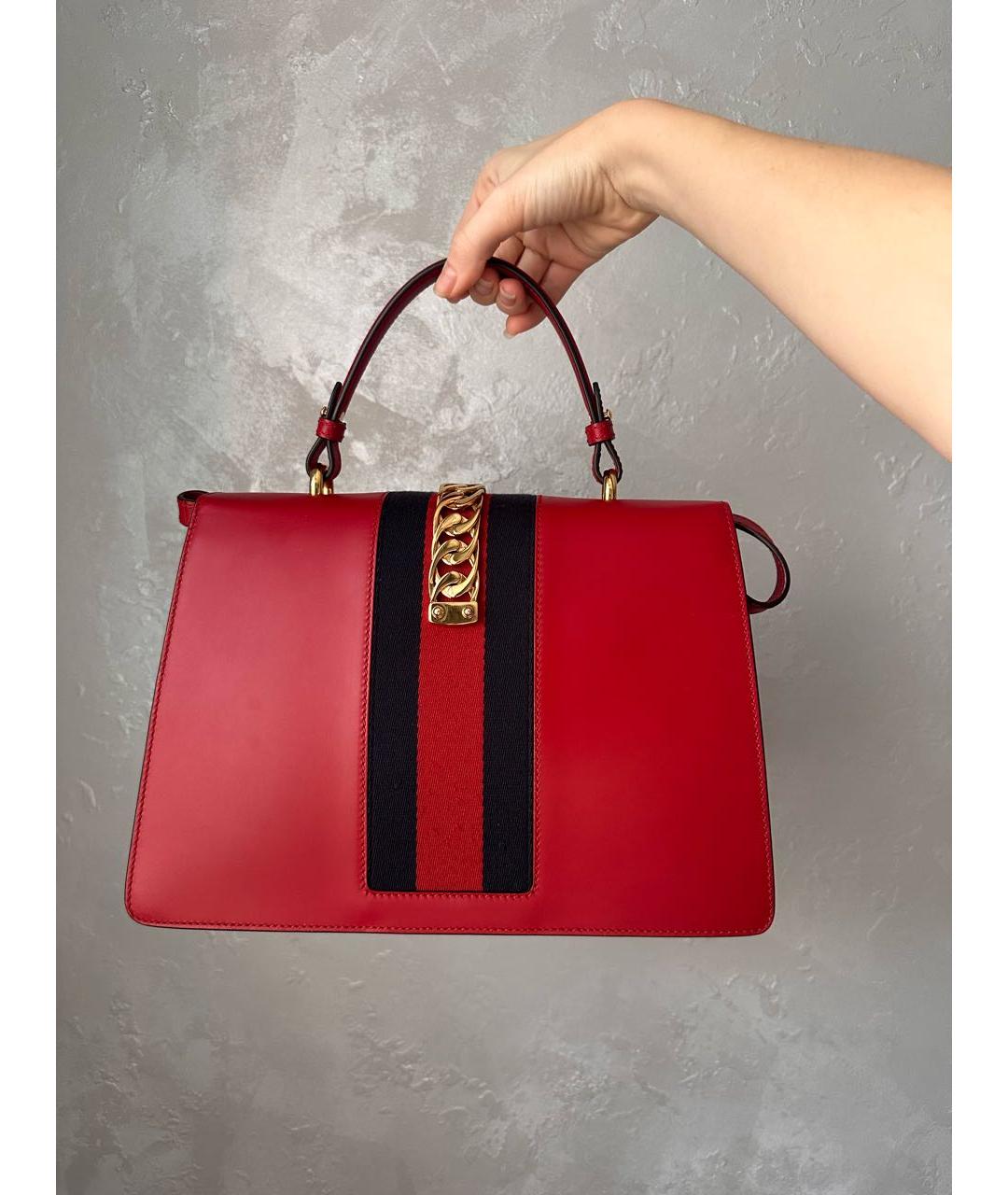 GUCCI Красная кожаная сумка с короткими ручками, фото 3
