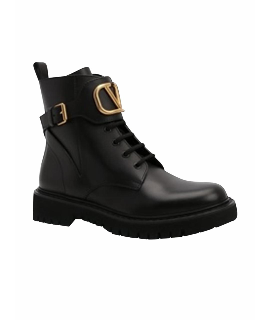 VALENTINO Черные кожаные ботинки, фото 1