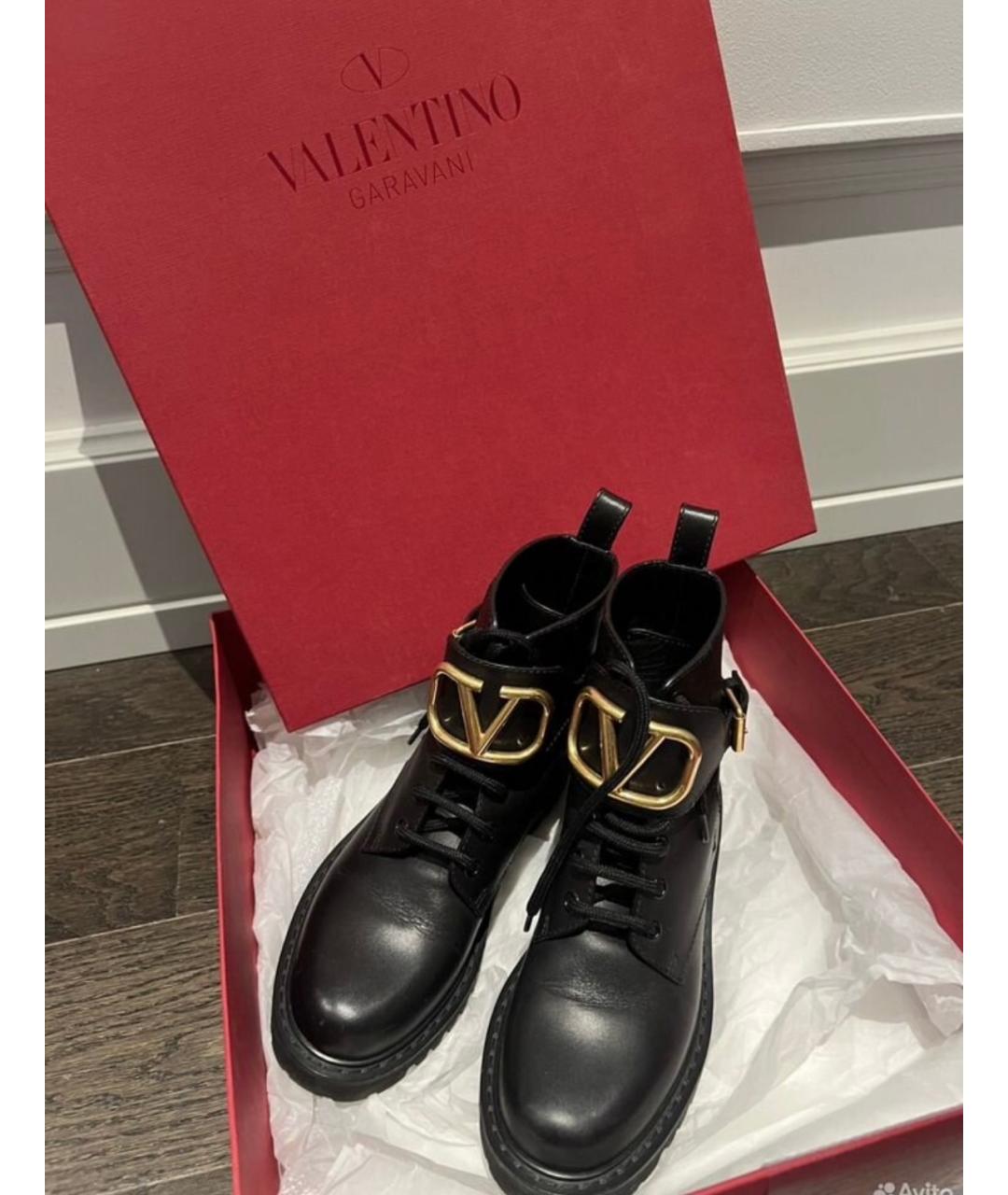 VALENTINO Черные кожаные ботинки, фото 3