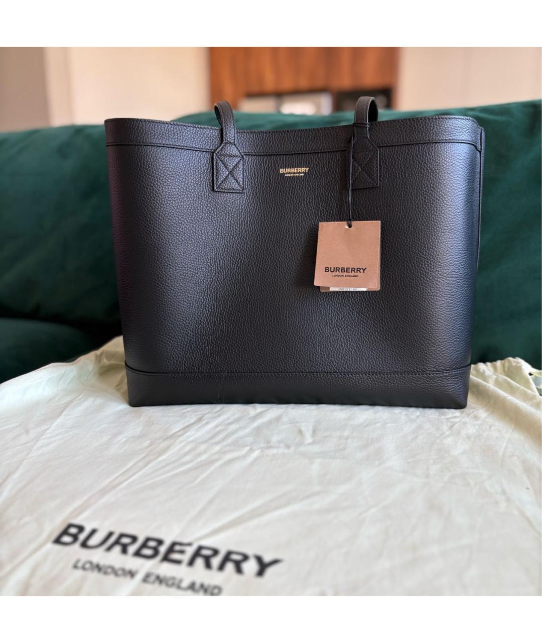 BURBERRY Коричневая кожаная сумка тоут, фото 3