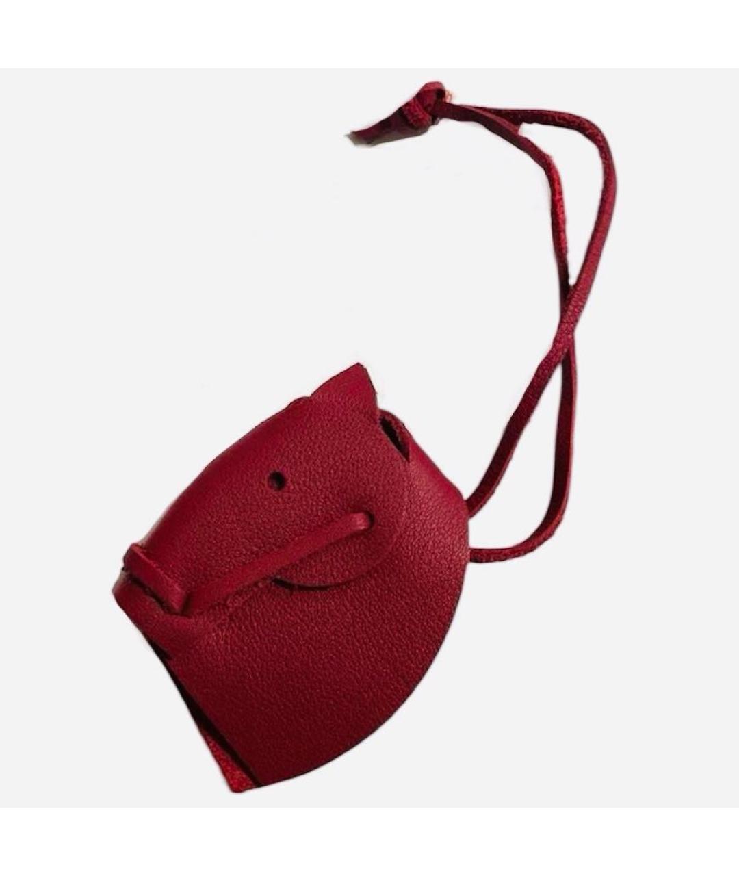 HERMES Бордовый брелок, фото 8