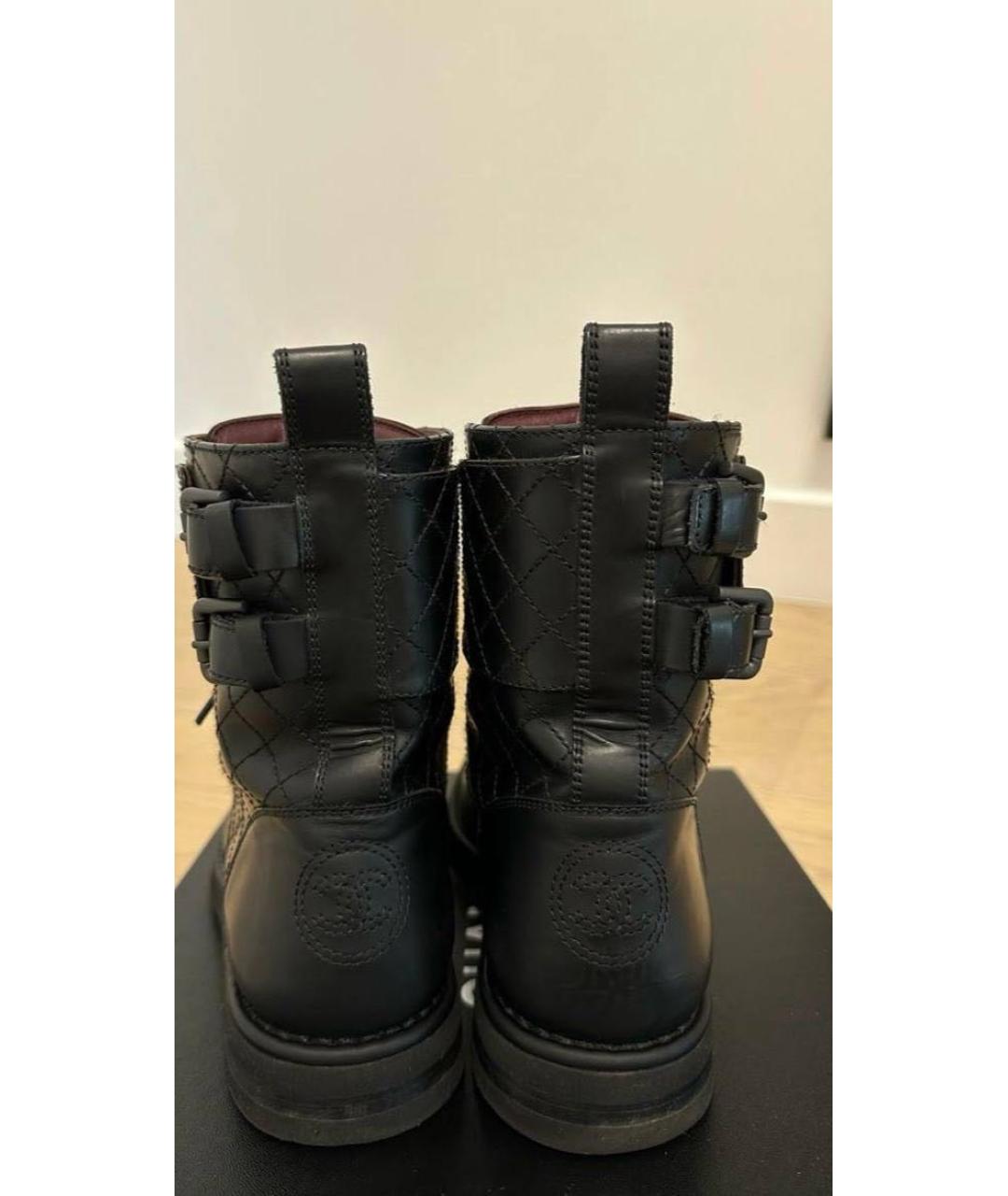 CHANEL Черные кожаные ботинки, фото 4