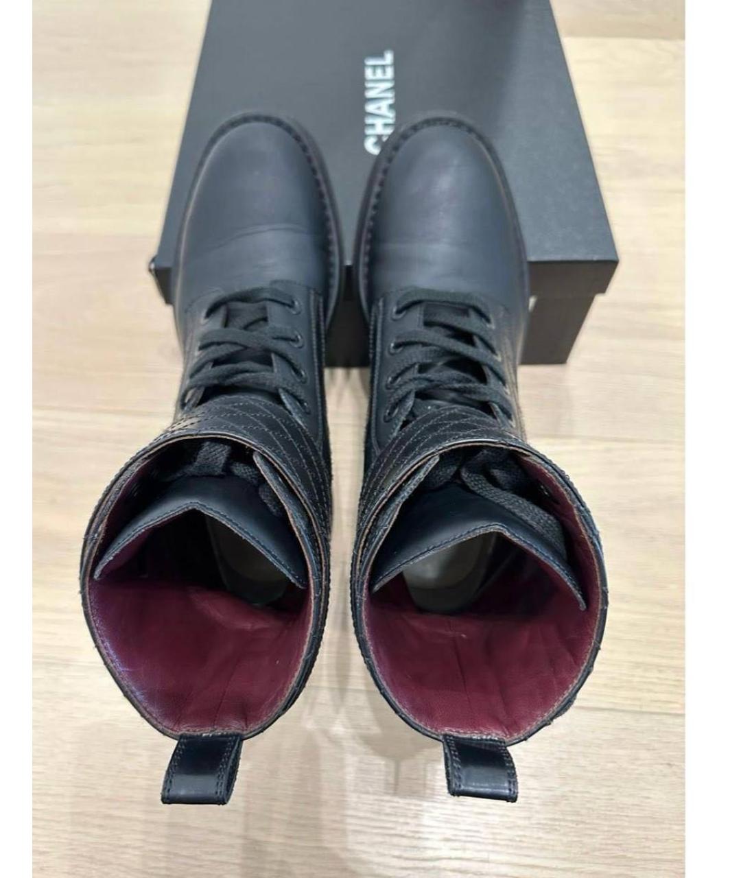 CHANEL Черные кожаные ботинки, фото 3