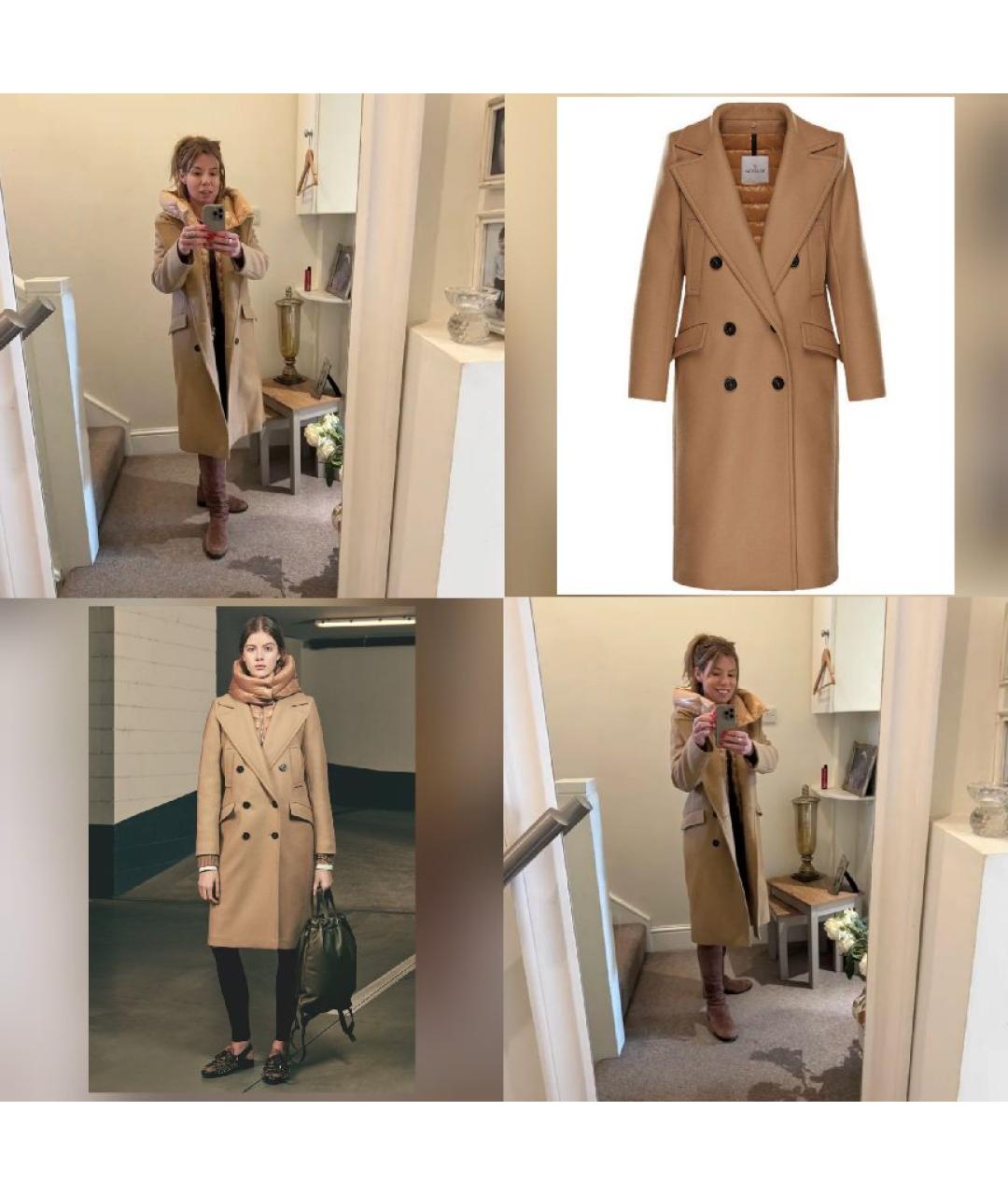 MONCLER Бежевое шерстяное пальто, фото 5