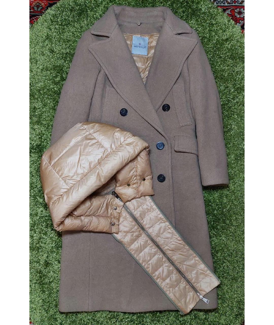 MONCLER Бежевое шерстяное пальто, фото 9