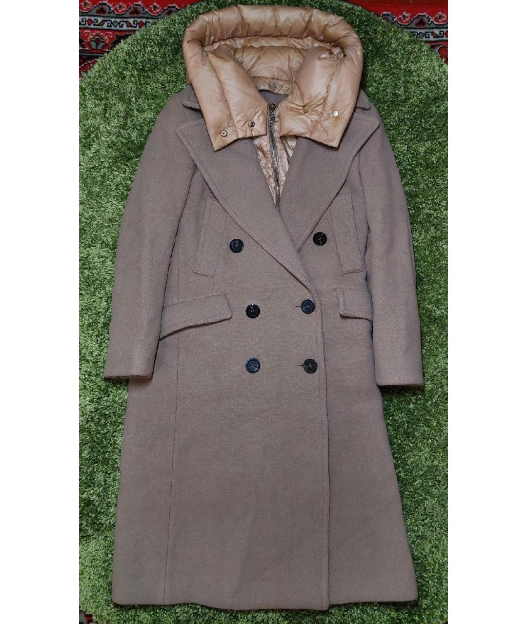 MONCLER Бежевое шерстяное пальто, фото 2