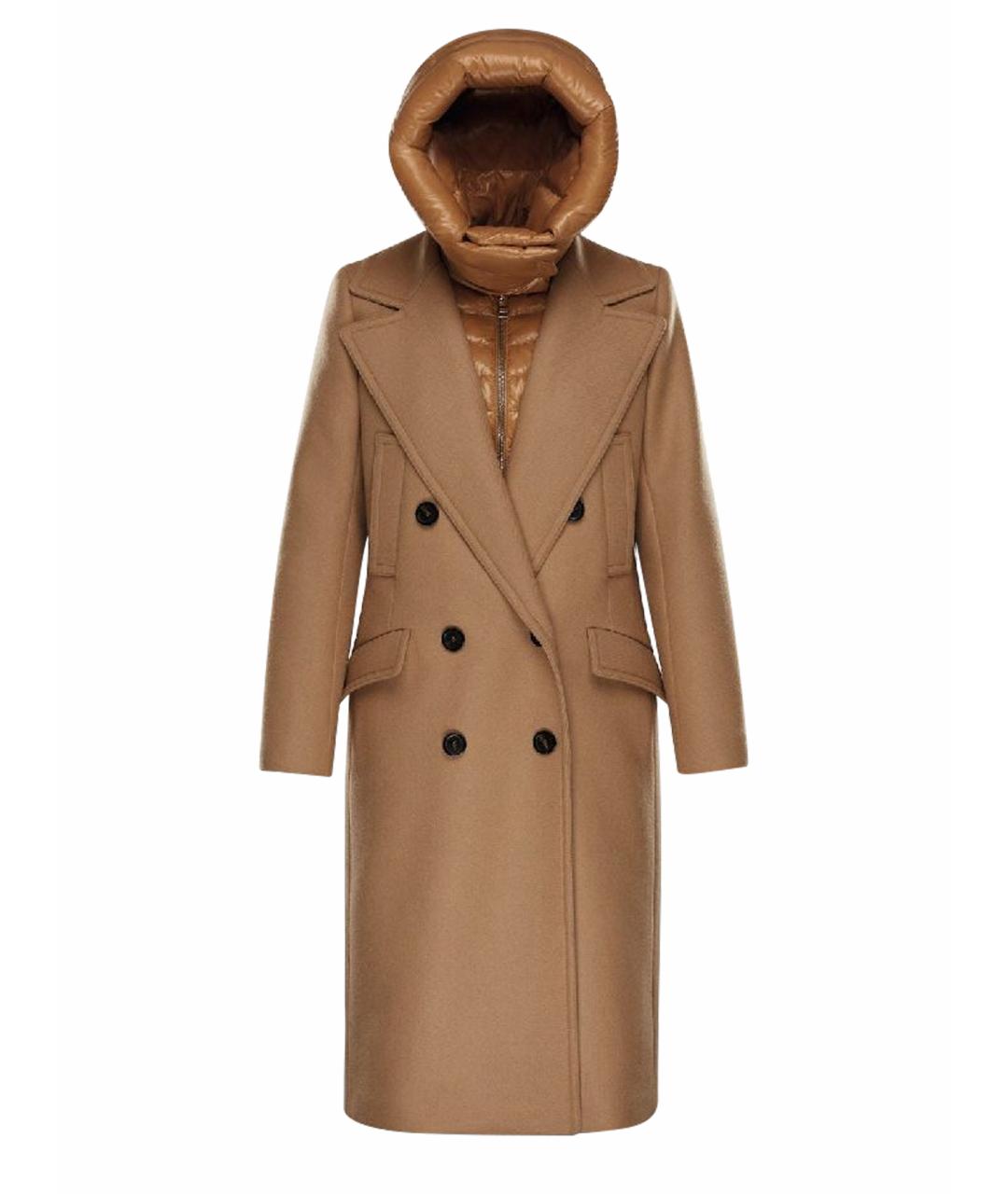 MONCLER Бежевое шерстяное пальто, фото 1