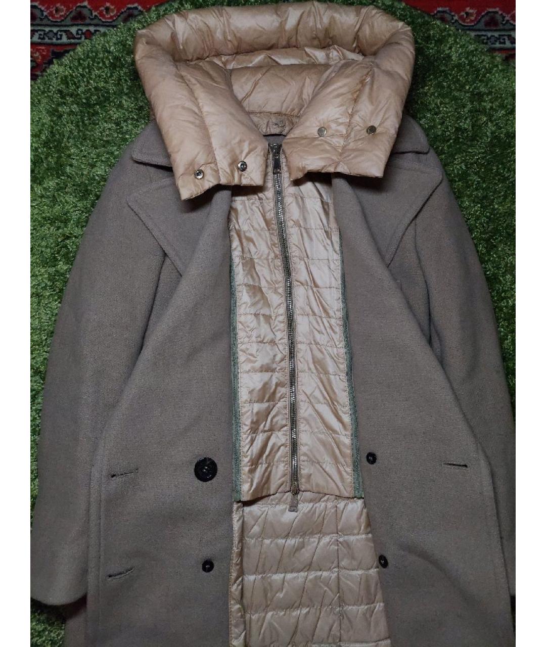 MONCLER Бежевое шерстяное пальто, фото 4