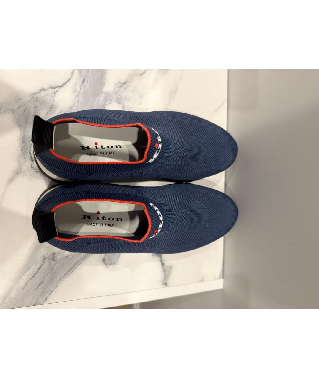 KITON Синие текстильные низкие кроссовки / кеды, фото 3