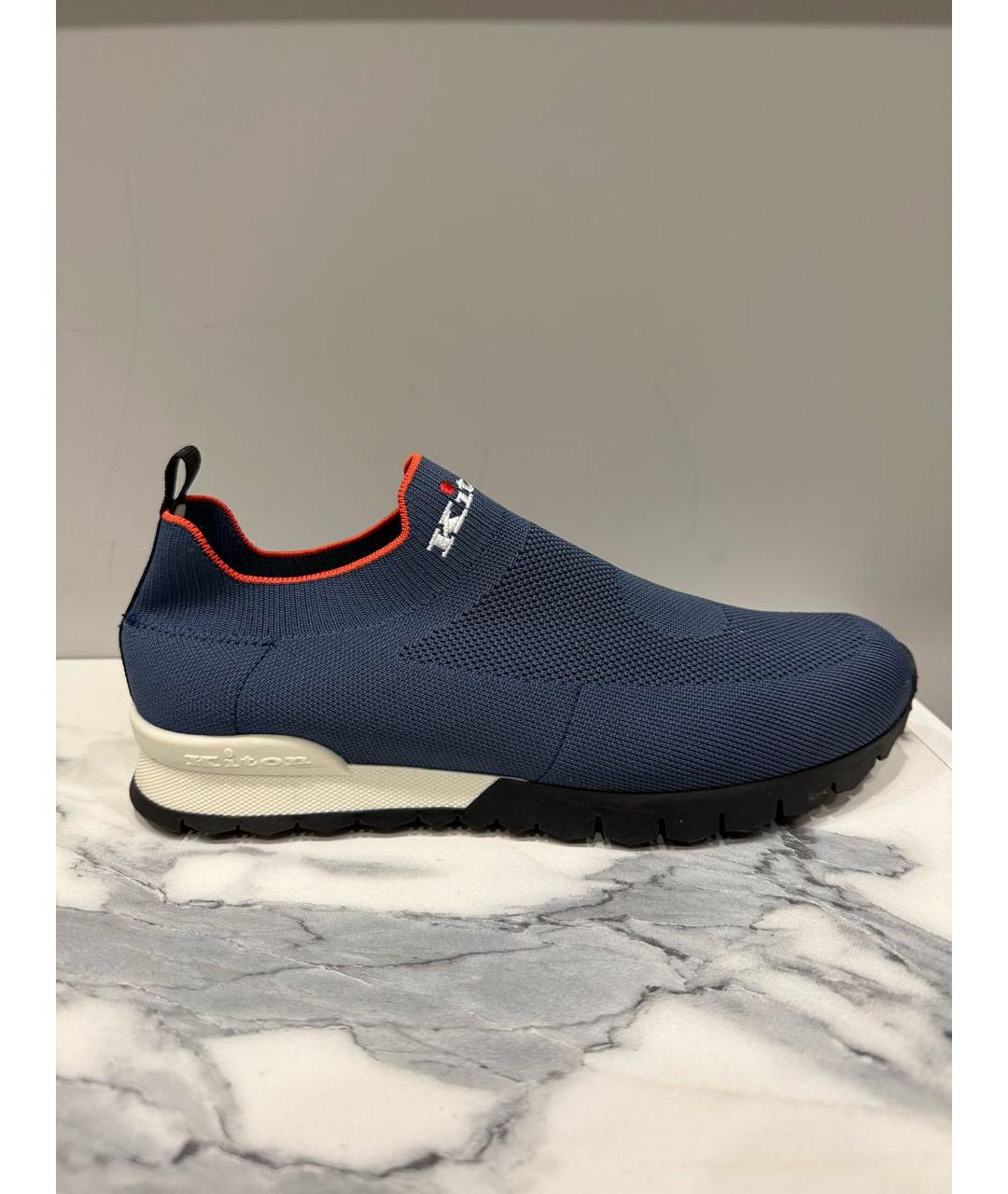 KITON Синие текстильные низкие кроссовки / кеды, фото 7