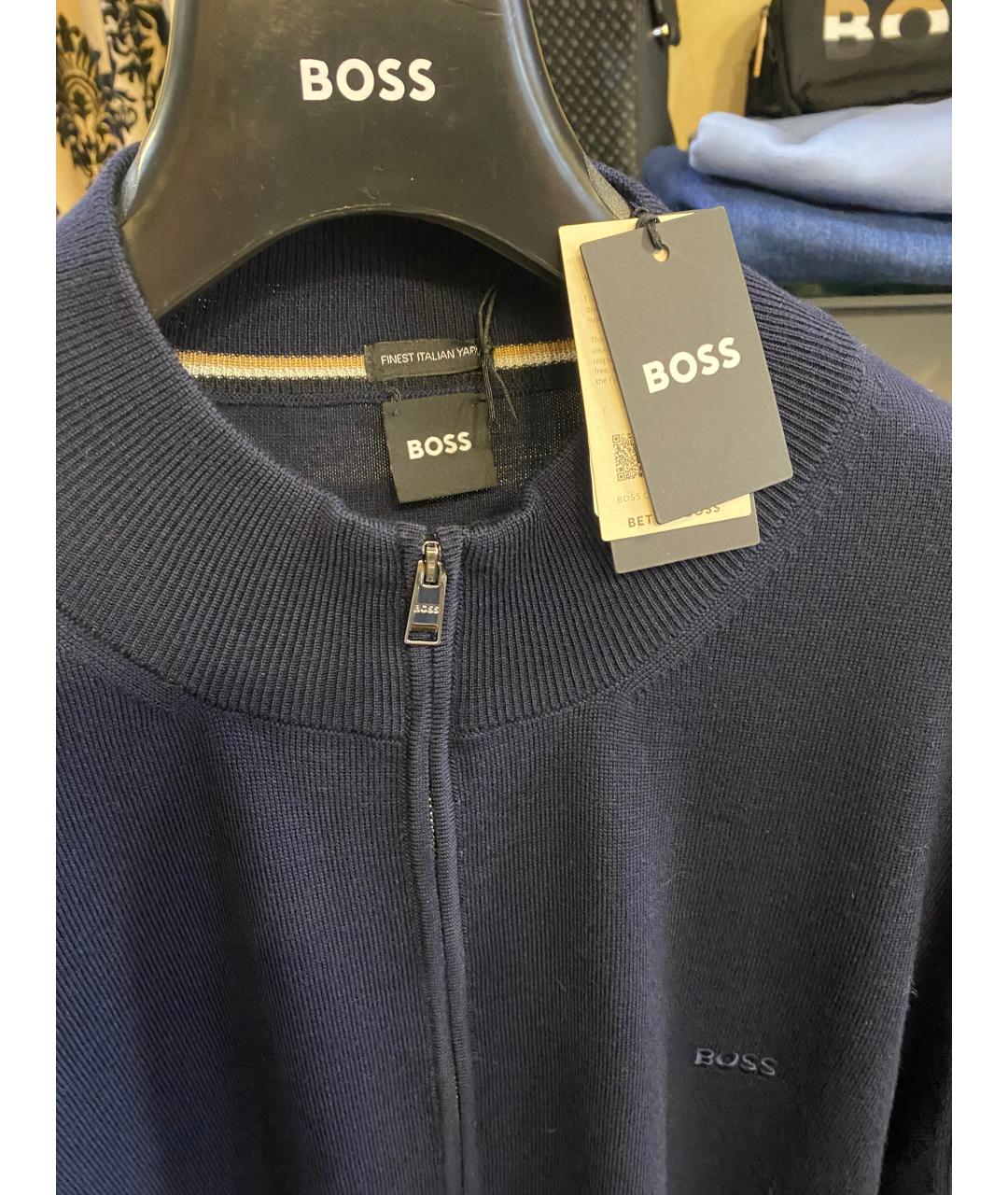 HUGO BOSS Темно-синий шерстяной джемпер / свитер, фото 6