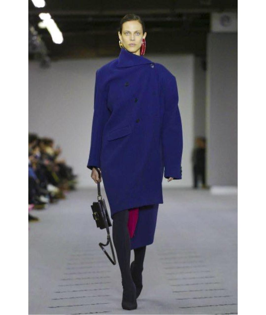 BALENCIAGA Темно-синее шерстяное пальто, фото 2
