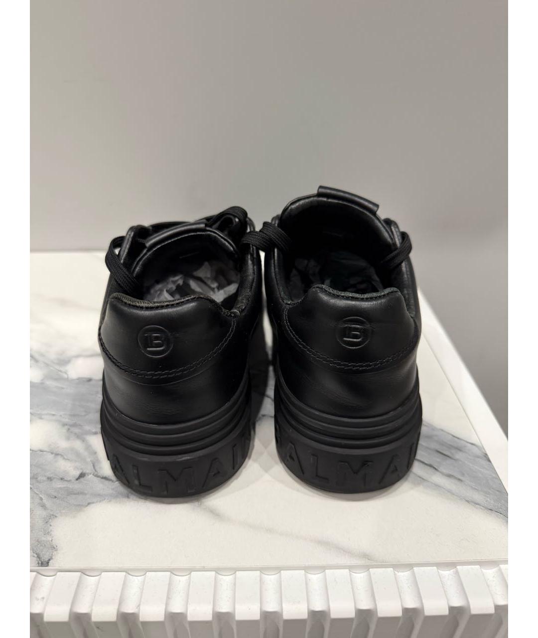 BALMAIN Черные кожаные низкие кроссовки / кеды, фото 4