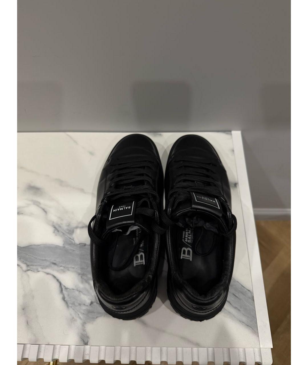 BALMAIN Черные кожаные низкие кроссовки / кеды, фото 3